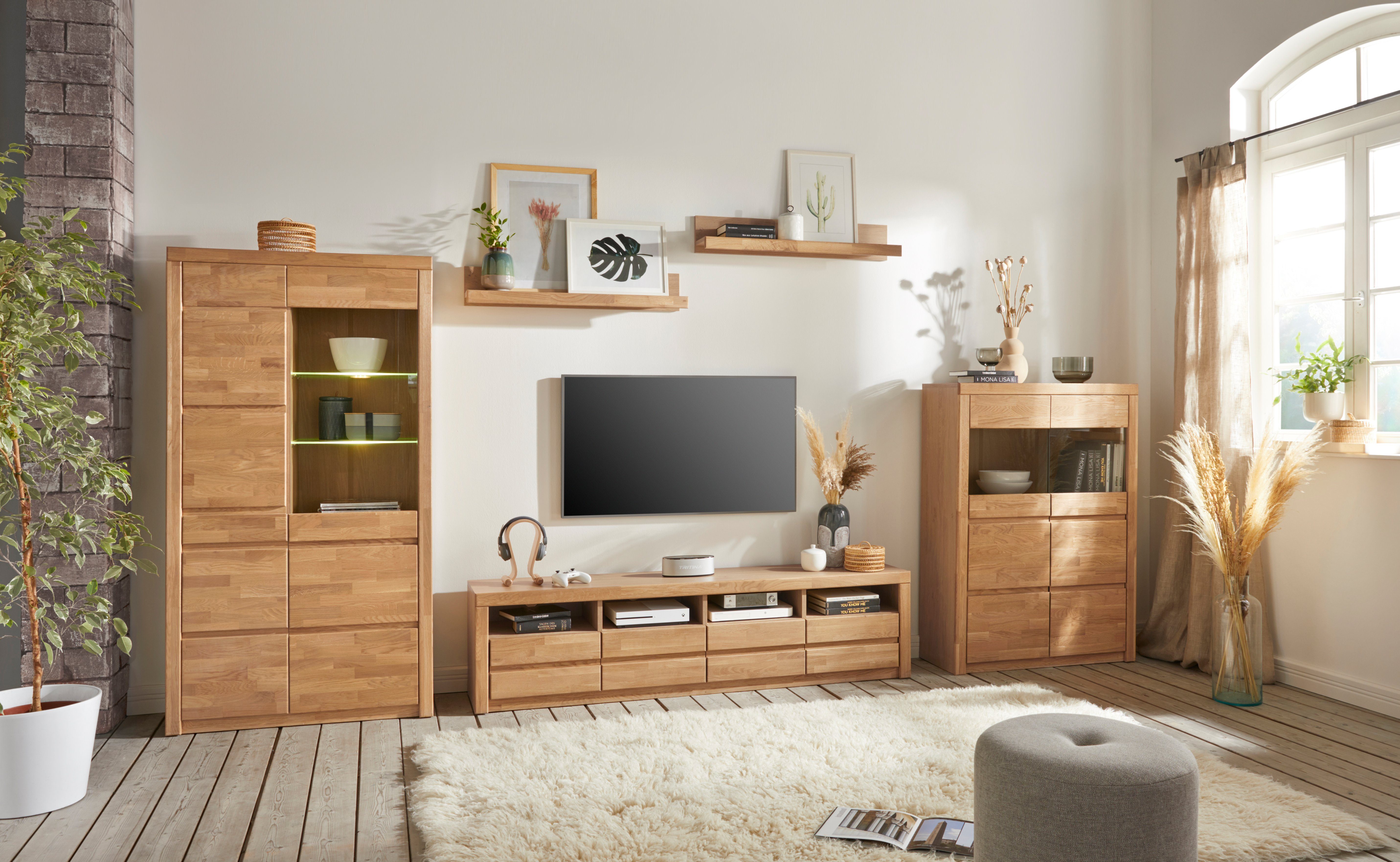 Home affaire Highboard Silkeborg mooie greeploze look, gedeeltelijk massief