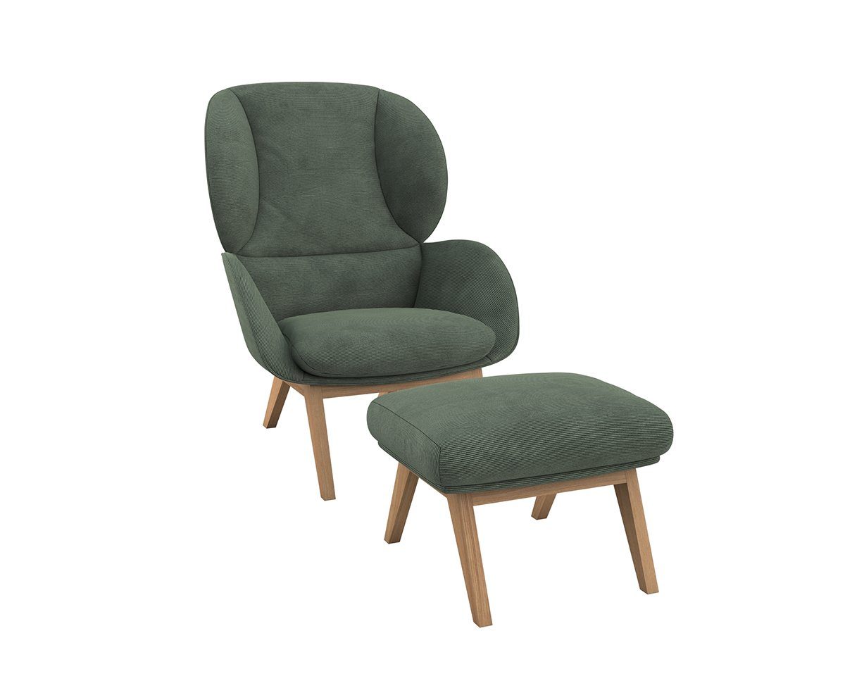 FLEXLUX Oorfauteuil Adria Stijl & comfort, organische vorm, eikenhouten voet