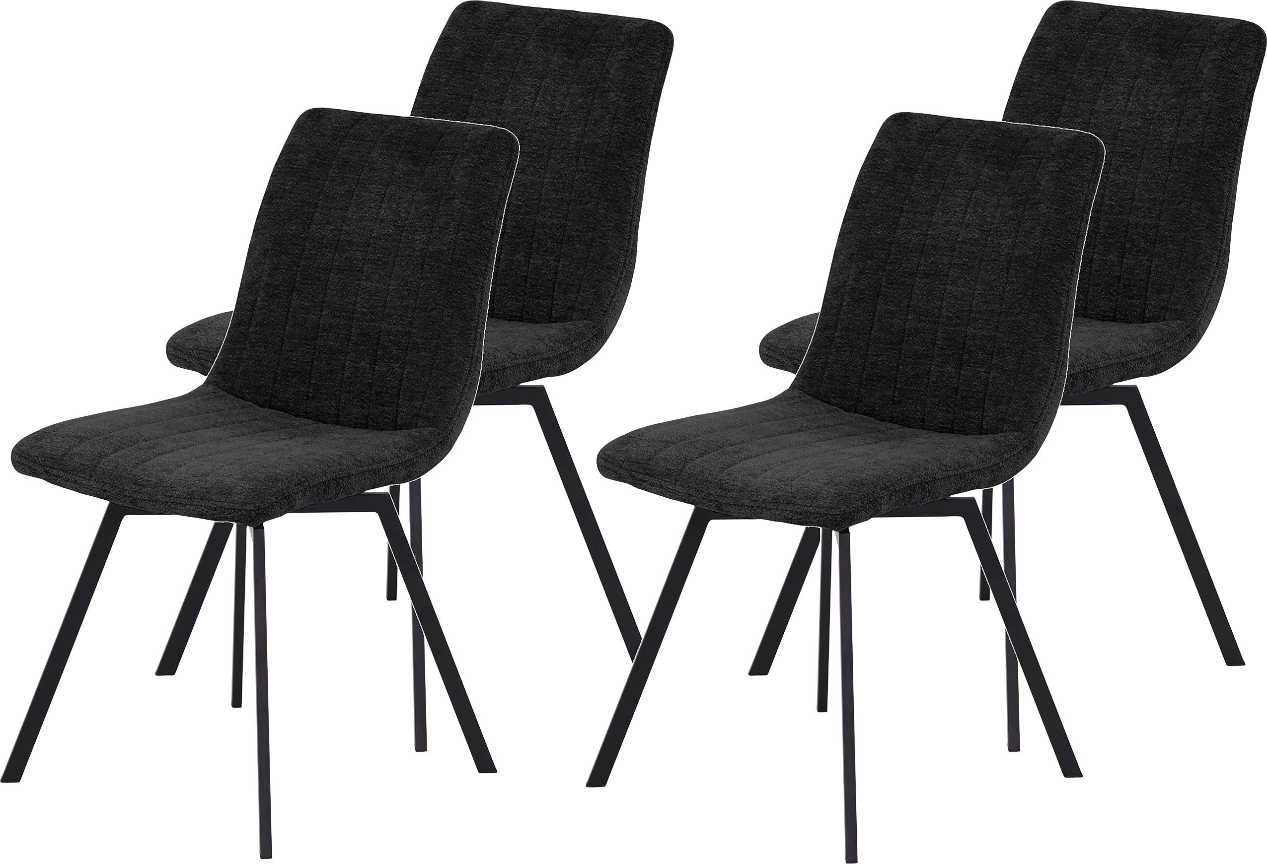 HELA Stoel met 4 poten MARION 360° draaibaar, bouclé stof, set van 2 of 4 (set)