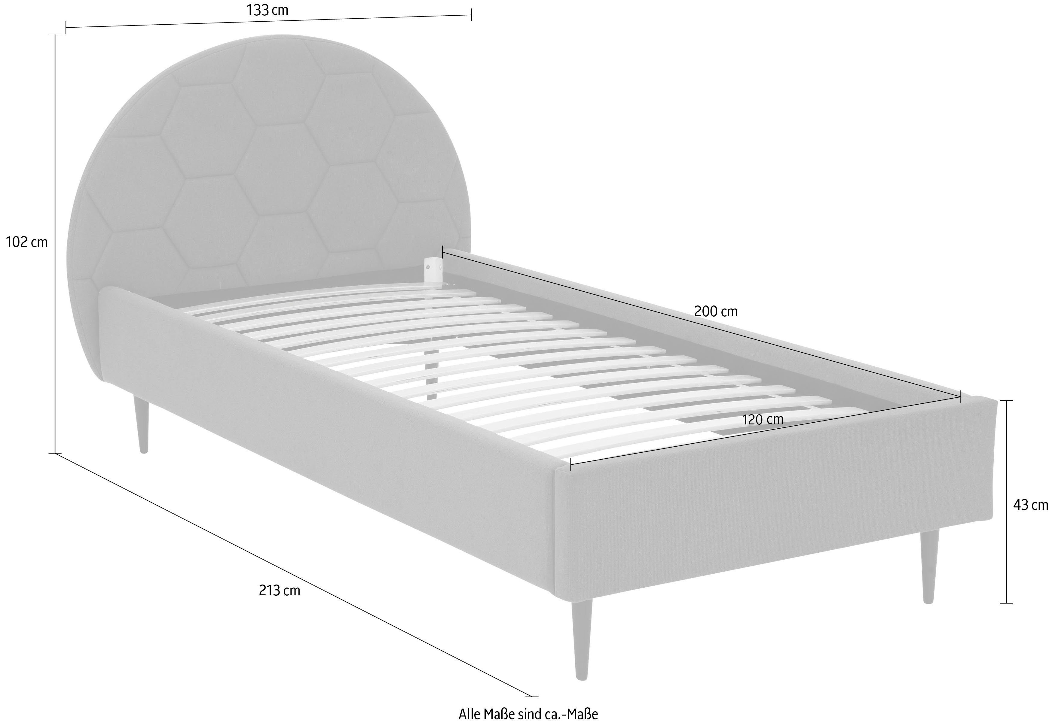 Lüttenhütt Gestoffeerd bed Gebko prettig bekleed hoofdbord met decoratief honingraatmotief