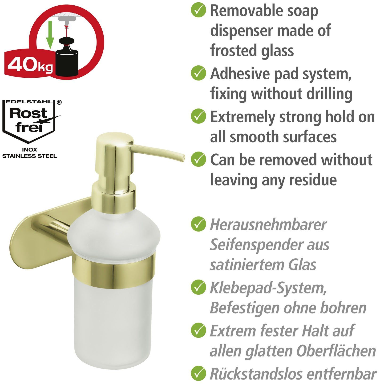 WENKO Zeepdispenser Turbo-Loc® Orea Houder van roestvrij staal