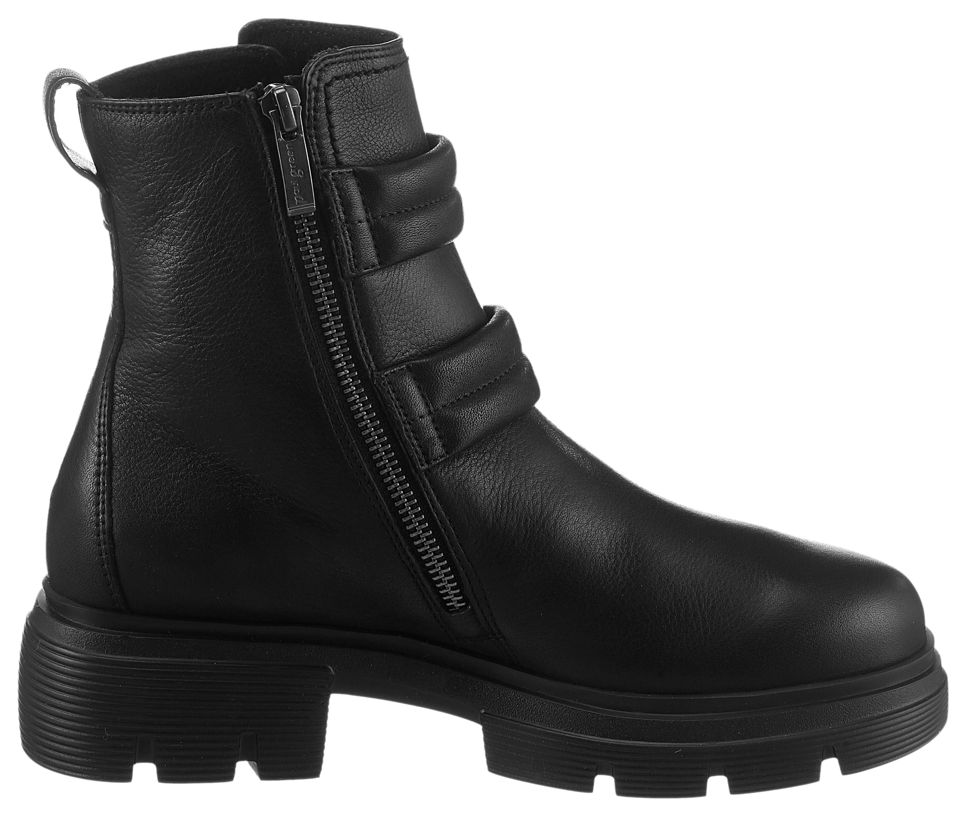Paul Green Bikerboots blokhak, rits-enkellaars met stevige profielzool