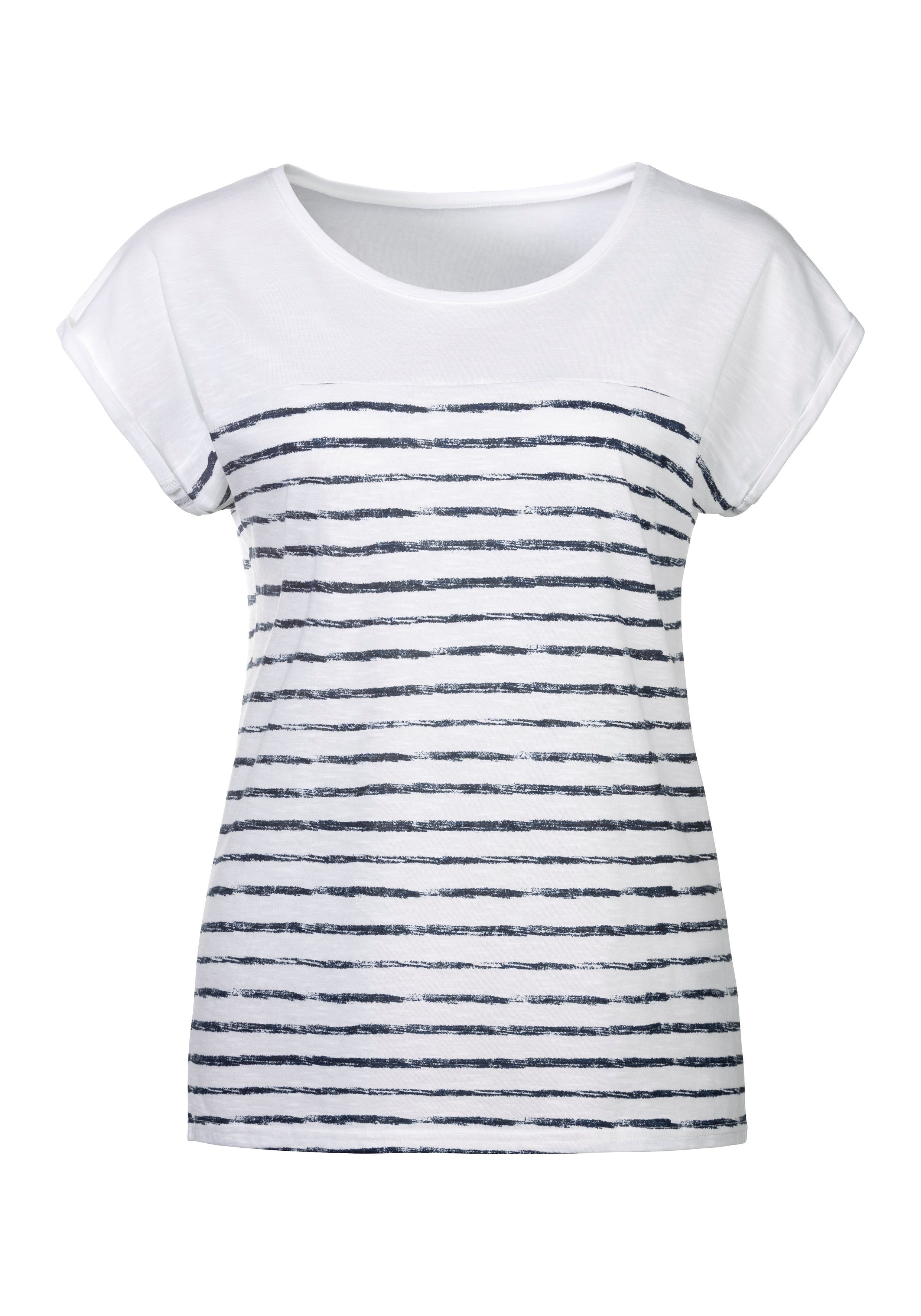 Beachtime T-shirt Met streepdessin in een zachte katoenkwaliteit (Set van 2)