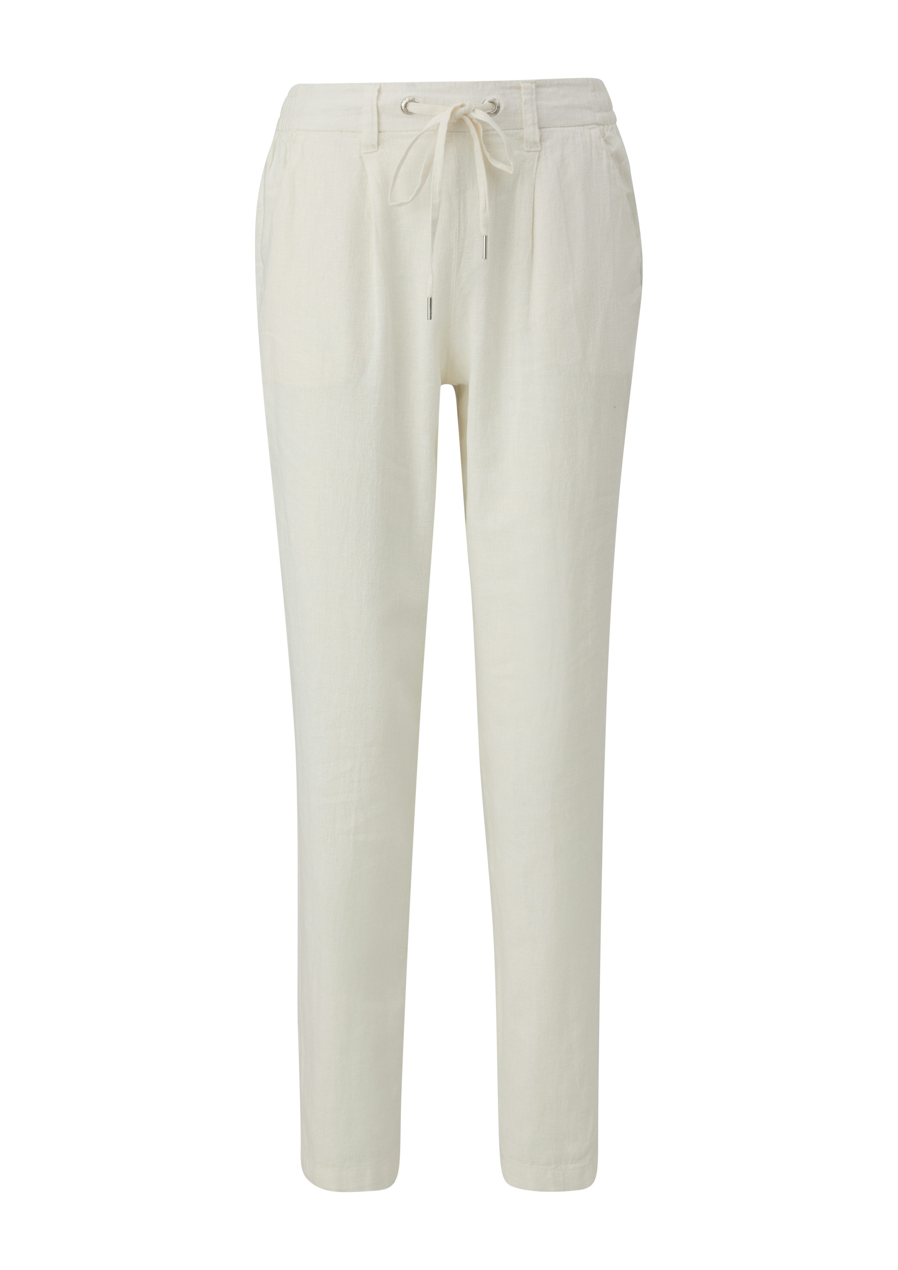 Q S designed by Stoffen broek met elastische band en rechte pijp