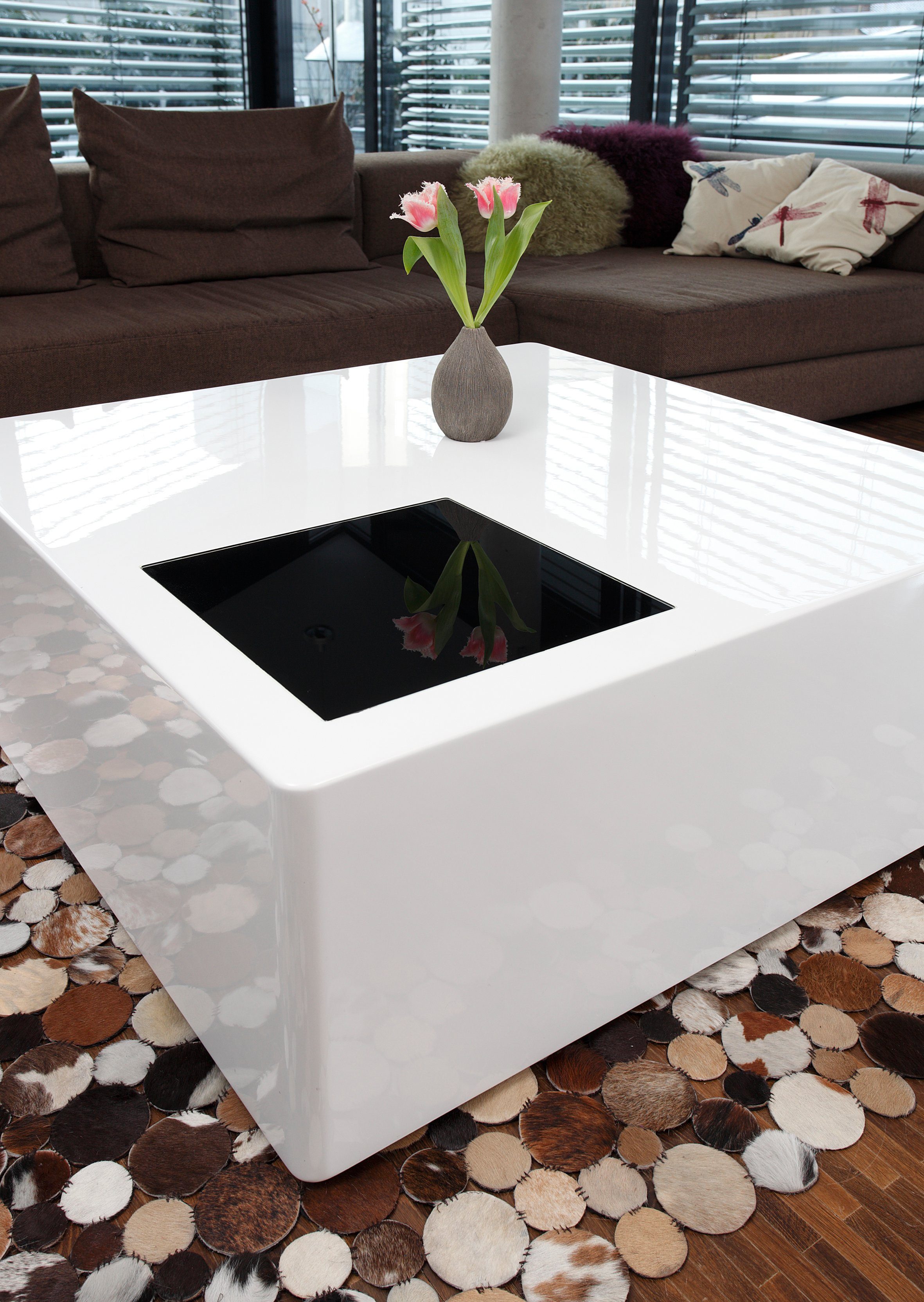 SalesFever Salontafel Met vierkant van zwart glas