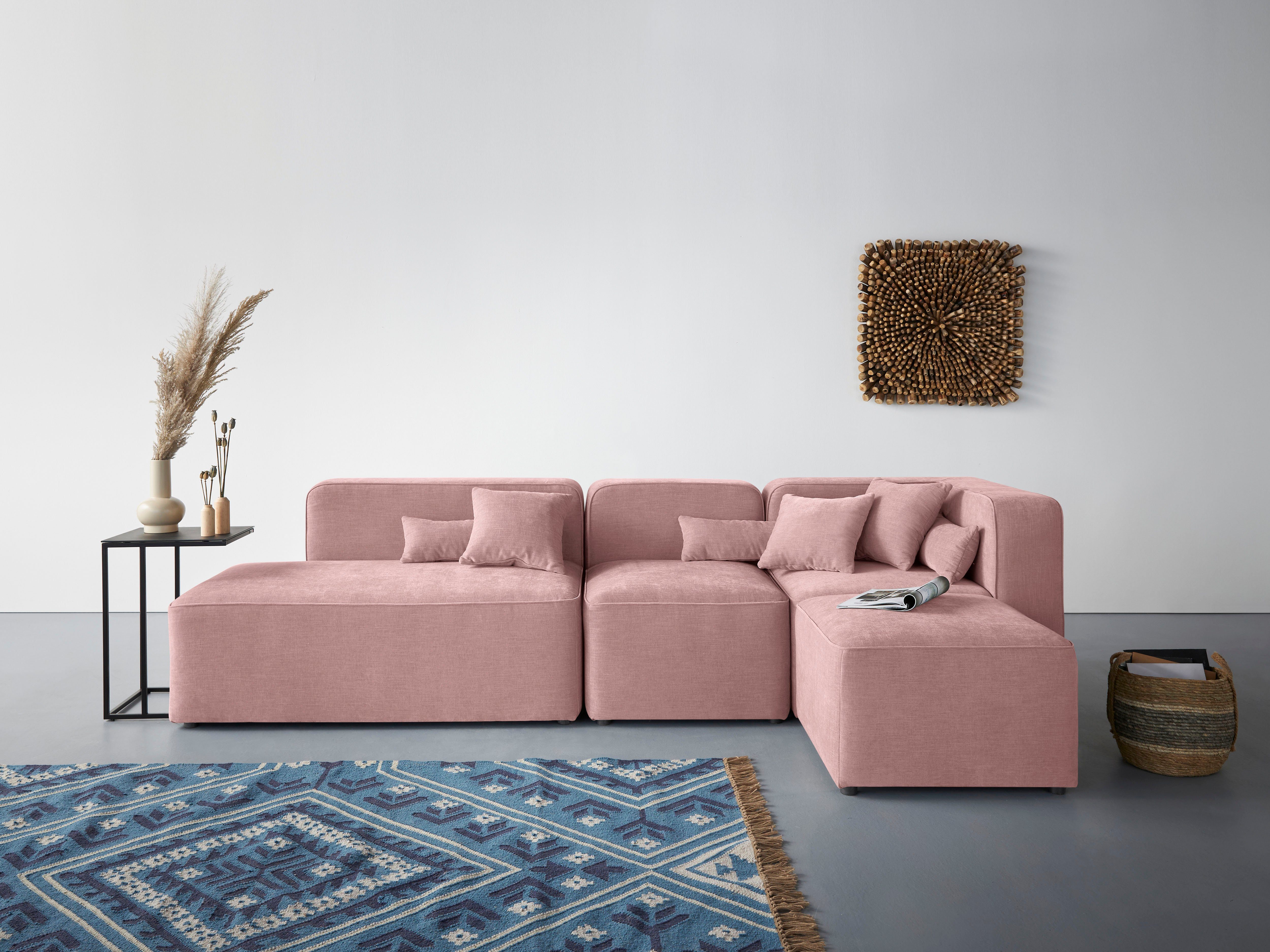 andas Hoekbank Sundstrup L-vorm Moduleserie, individuele samenstelling roze, hoekbanken, Recamiere links