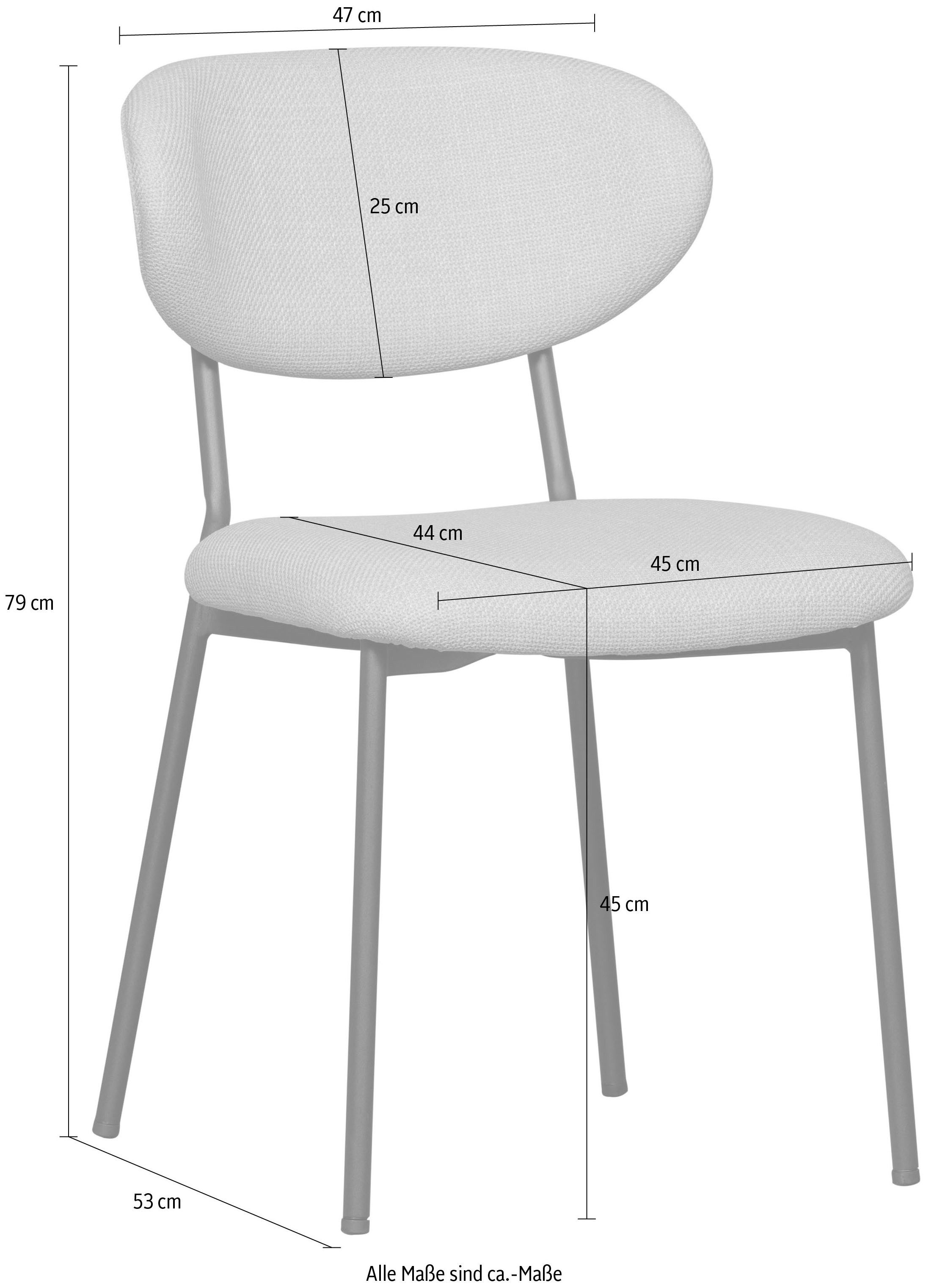 WOOOD Eetkamerstoel KJELD gevoerd met geweven stof, hoogte 79 cm (set, 2 stuks)