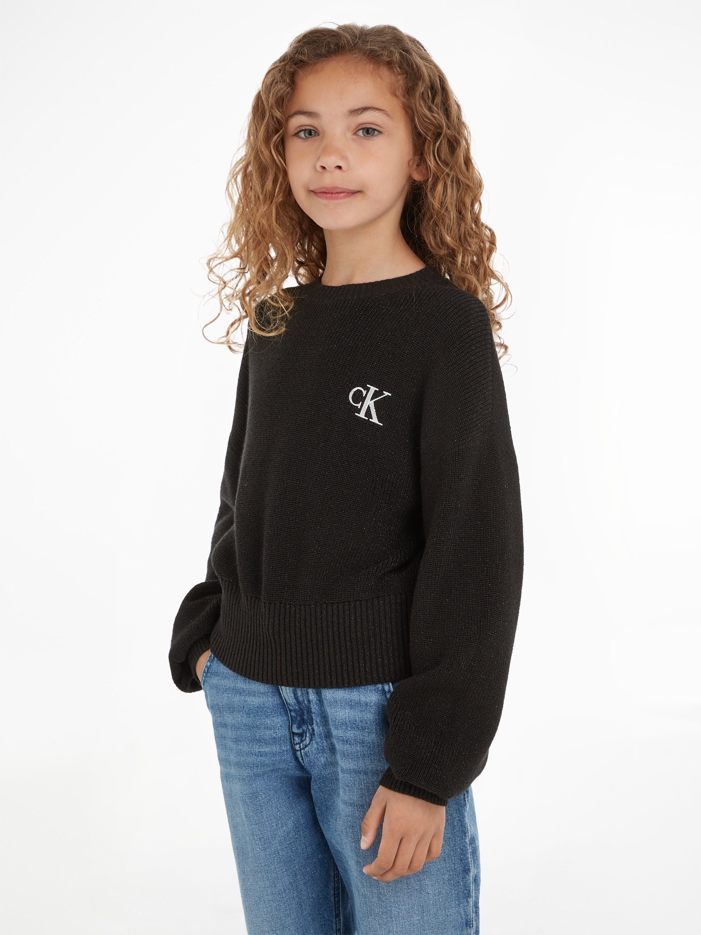 Calvin Klein Trui met ronde hals FESTIVE LUREX SWEATER voor kinderen tot 16 jaar