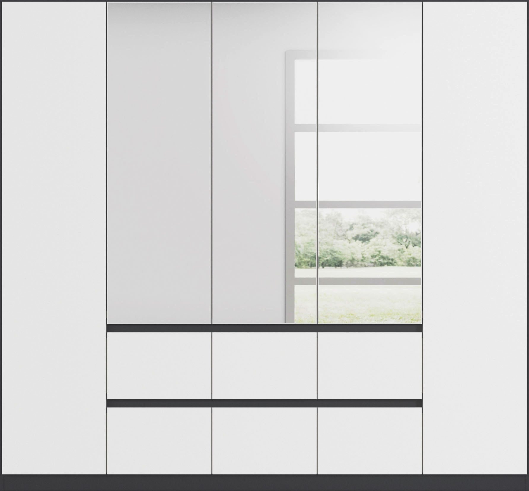rauch Draaideurkast Kledingkast met spiegel garderobe MAINZ greeploos front met spiegel, buitendeuren met push-to-openfunctie