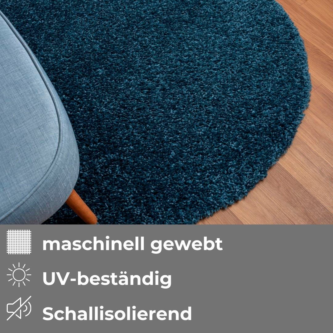 my home Hoogpolig vloerkleed Banji Uni-kleuren, zacht en fluffy, ook als rechthoekig verkrijgbaar