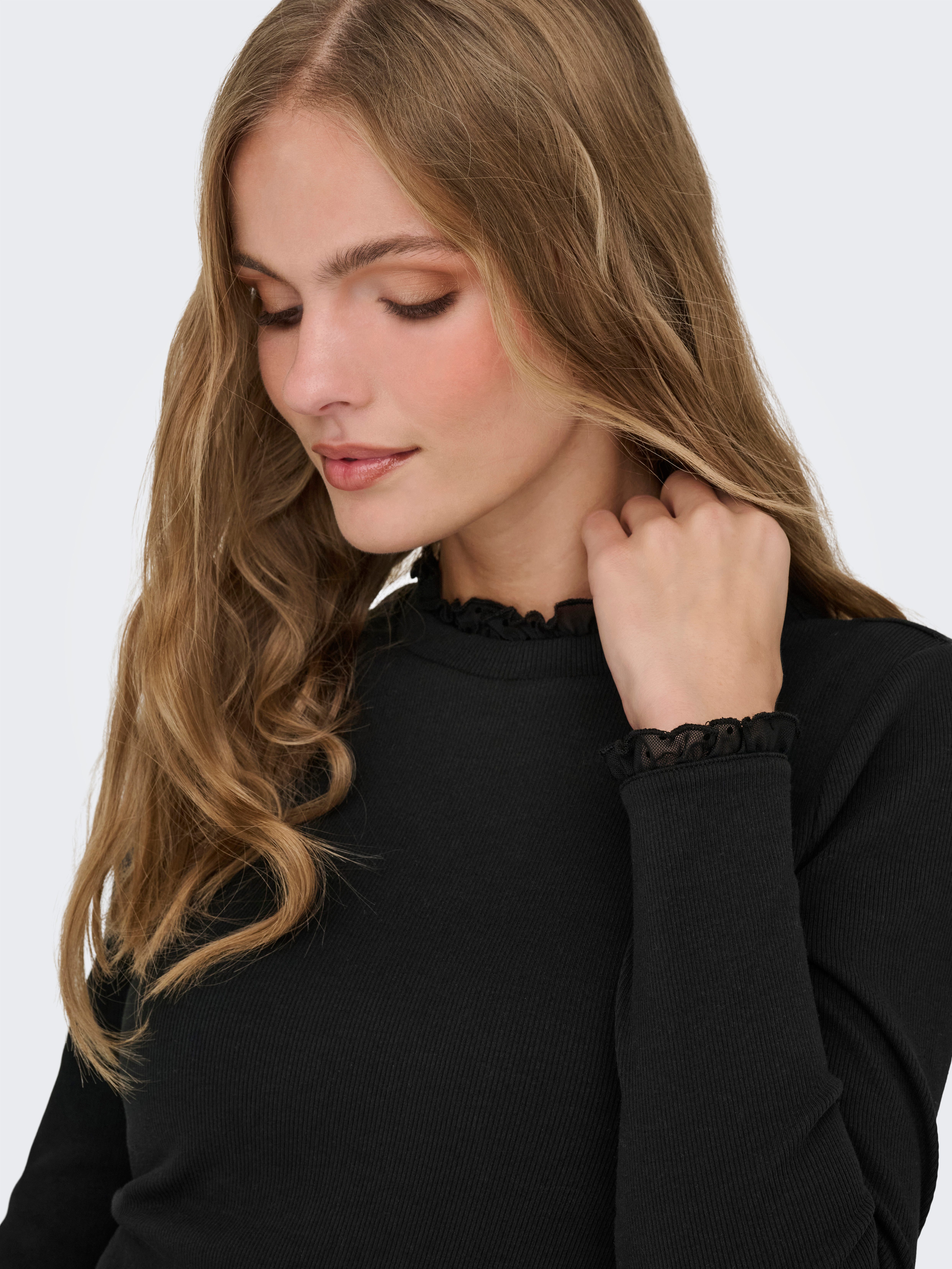 Only Shirt met lange mouwen ONLLESLIE L/S LACE MIX TOP JRS