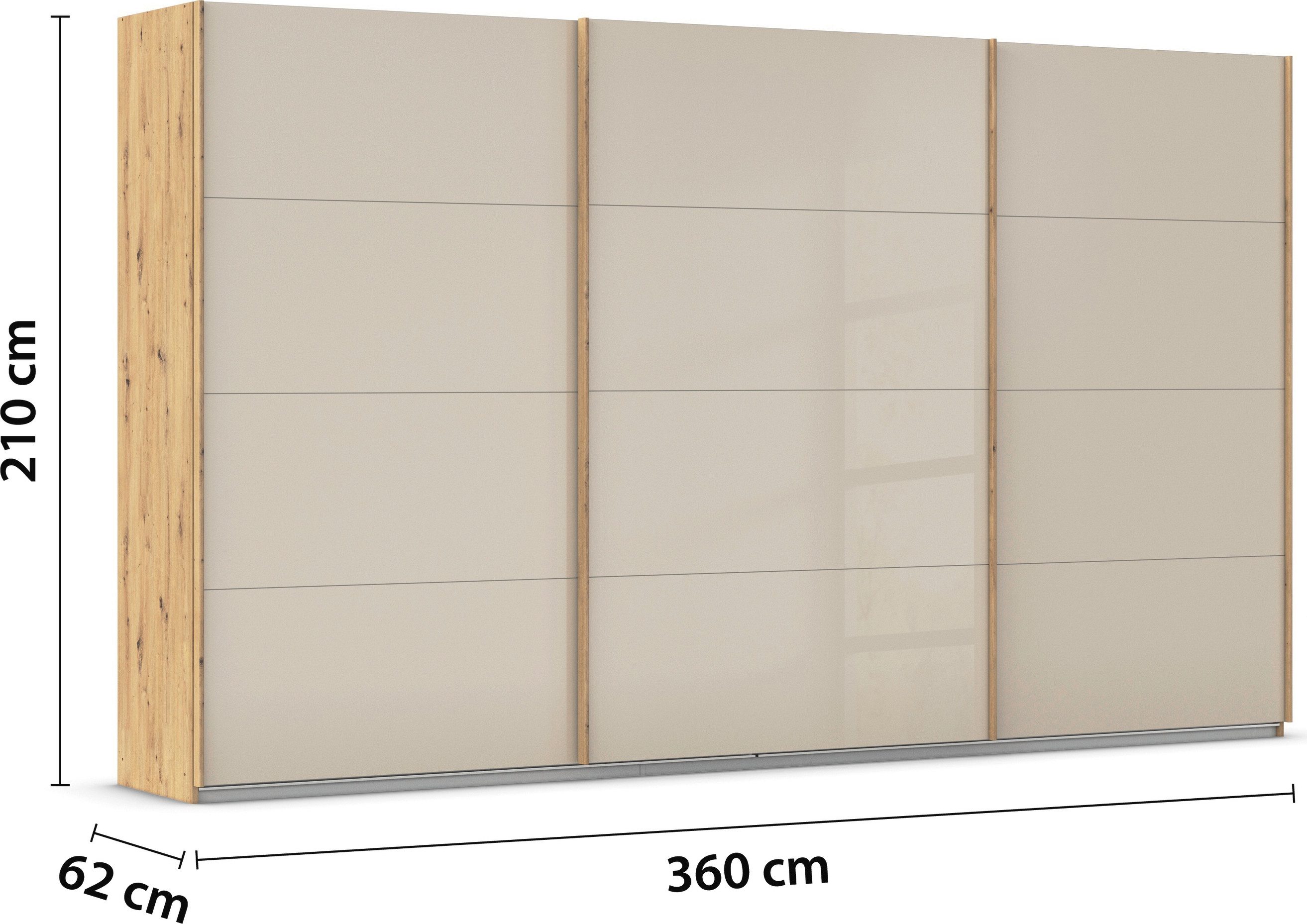 rauch Schuifdeurkast Kledingkast Kast Garderobe AGORDO met Glasfront doordachte binnenuitrusting, in 4 breedtes en 2 hoogtes made in germany