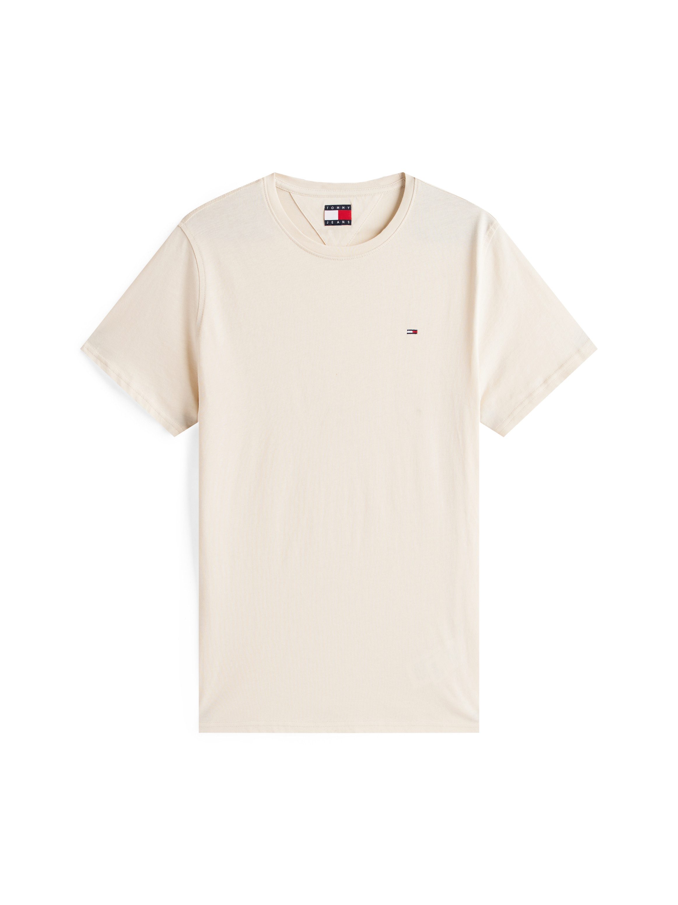 TOMMY JEANS T-shirt TJM ESSENTIAL SOLID TEE met ronde hals en subtiele logo-vlag