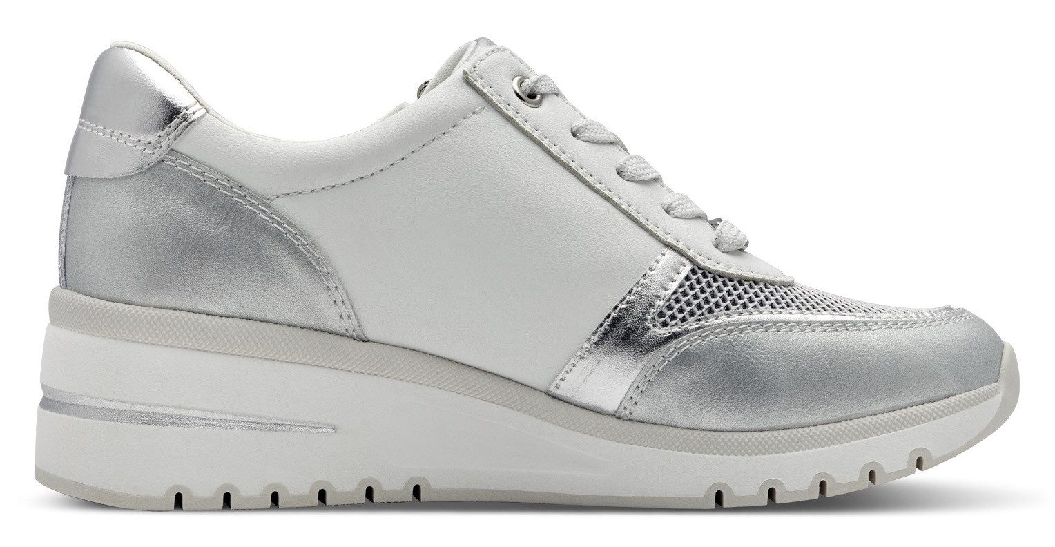 Marco Tozzi Sneakers met sleehak vrijetijdsschoen, lage schoen, veterschoen met buitenrits