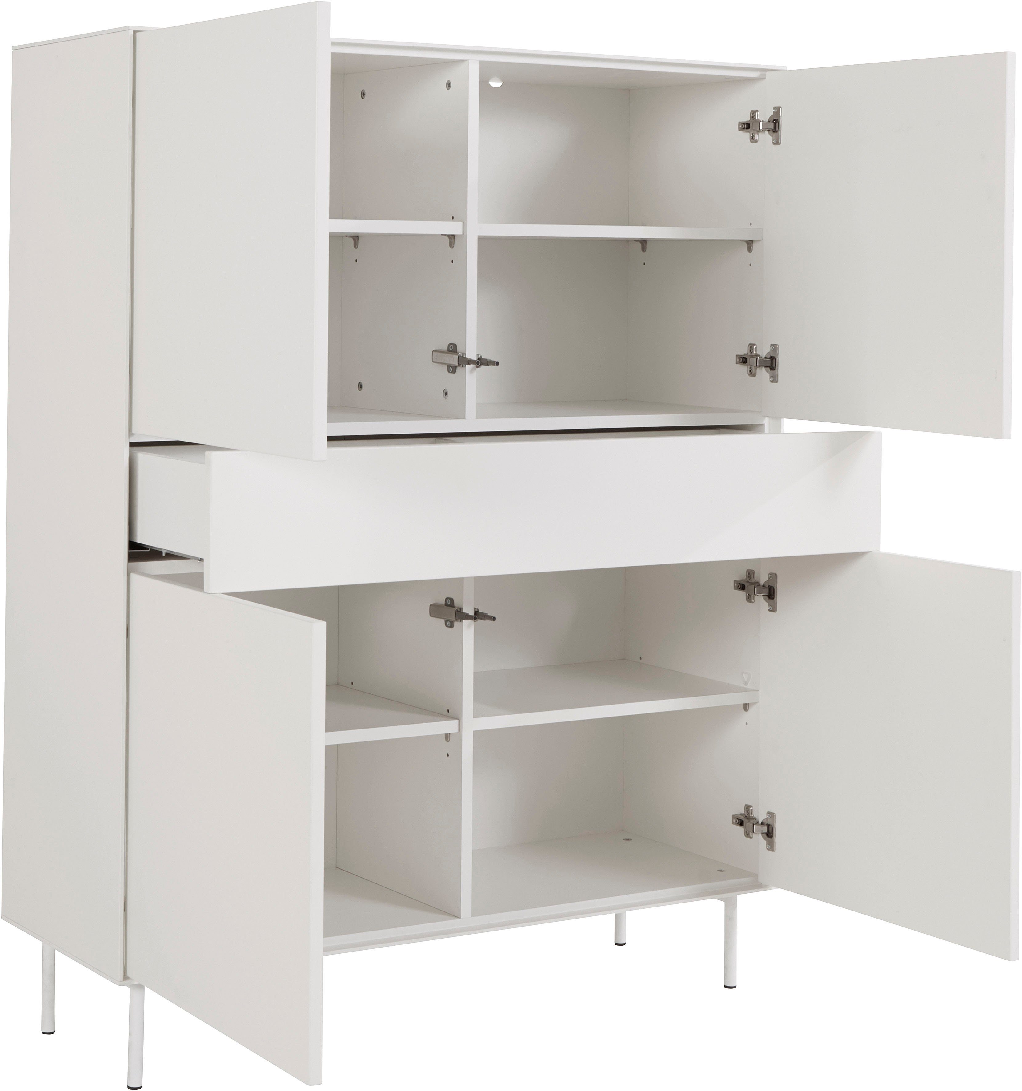 LeGer Home by Lena Gercke Highboard Essentials Hoogte: 144 cm, MDF gelakt, push-to-open functie