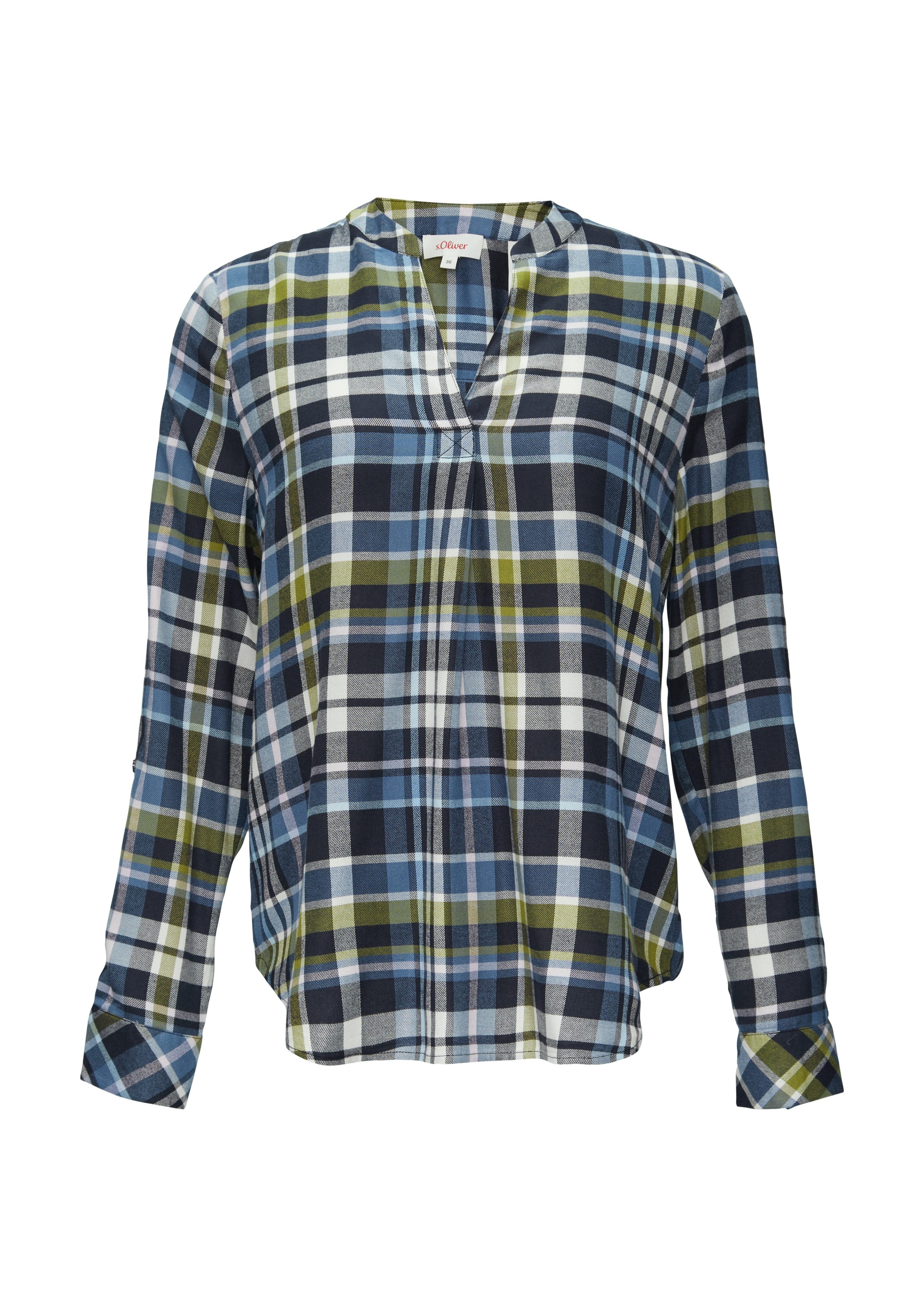 s.Oliver Blouse met lange mouwen geruit met v-halslijn