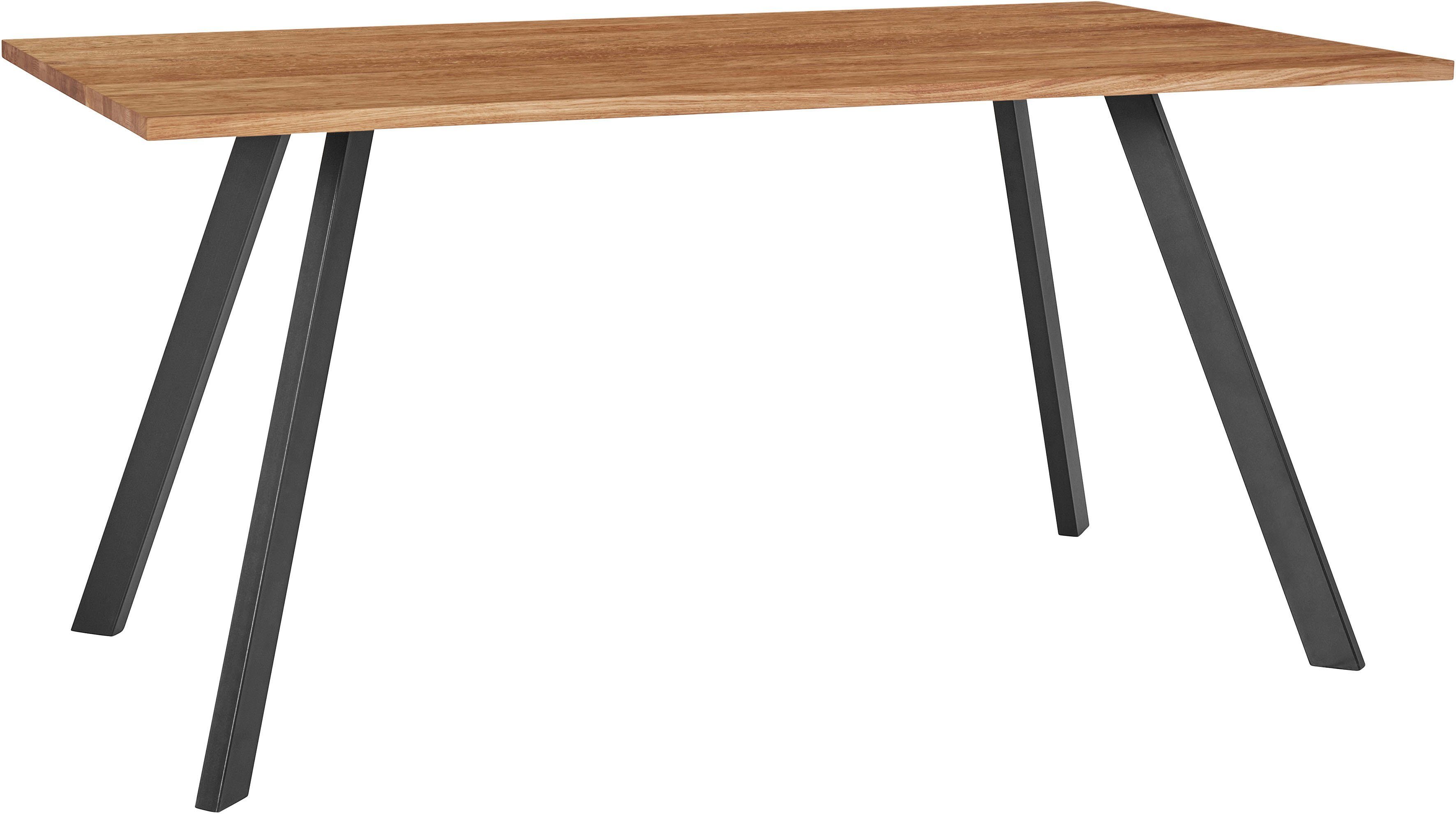 andas Eettafel Tafelblad van massief eiken, massief FSC®- hout, onderstel van metaal