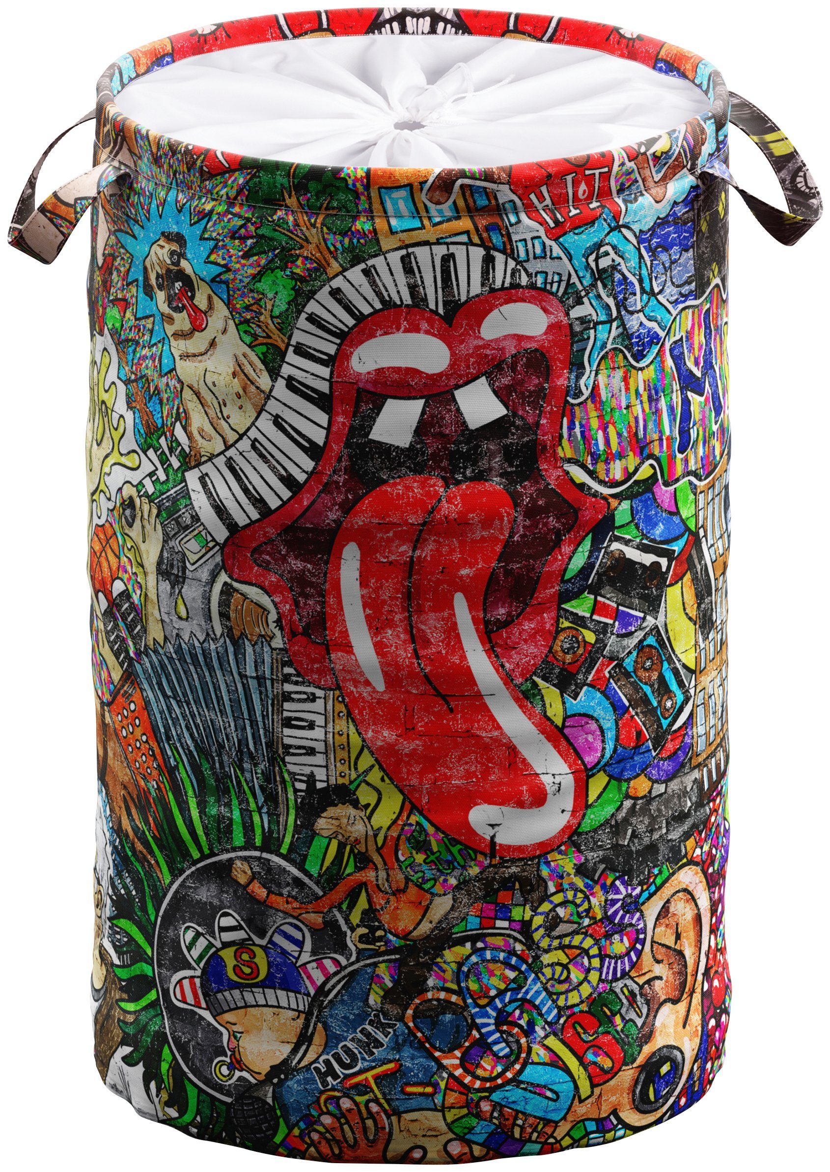 Sanilo Wasmand Graffiti 60 liter, opvouwbaar, met bescherming tegen inkijk wasmanden multicolor