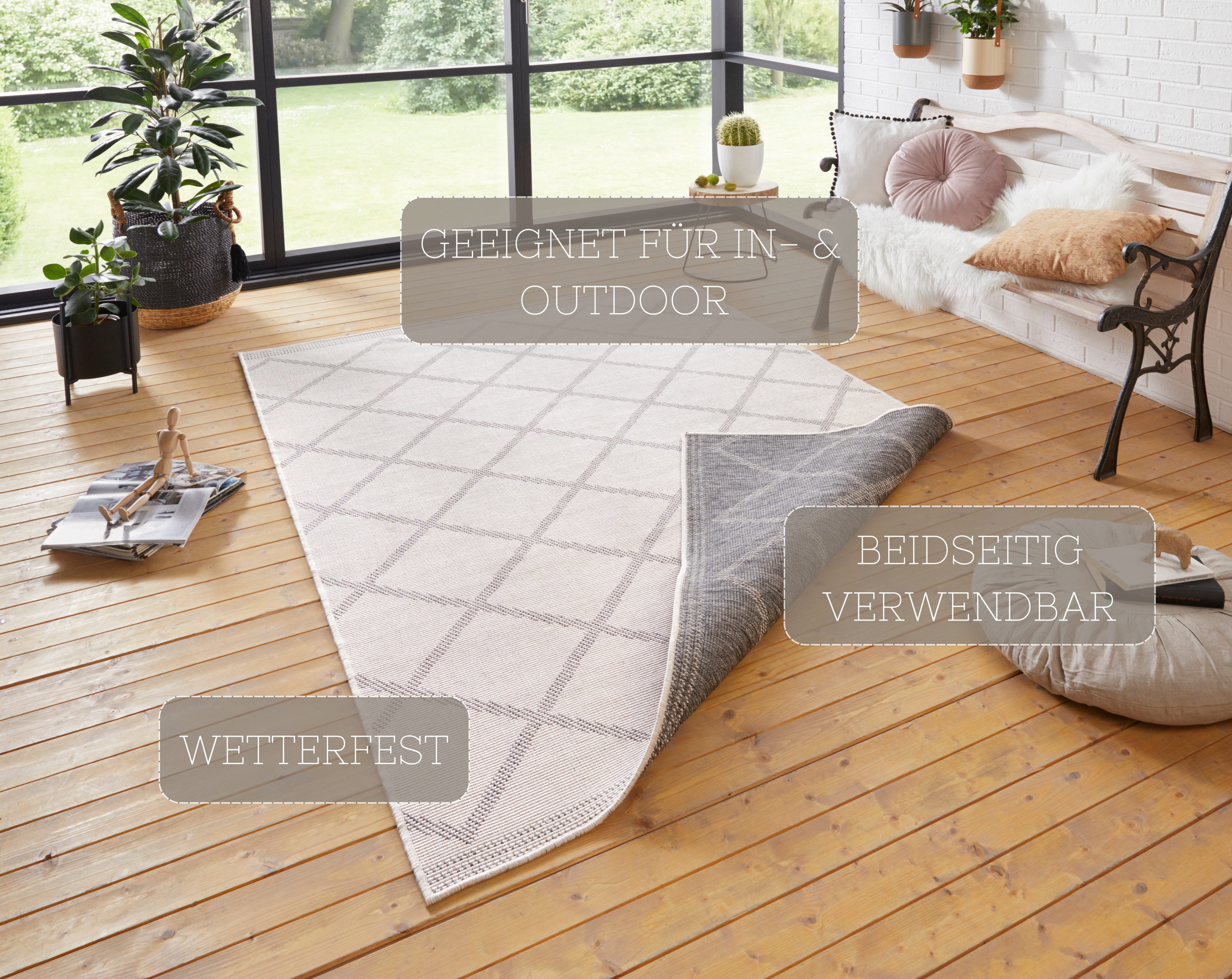NORTHRUGS Vloerkleed Corsica tweezijdig te gebruiken kleed Binnen- en buitengebruik, weerbestendig, balkon, loper, woonkamer, waterbestendig