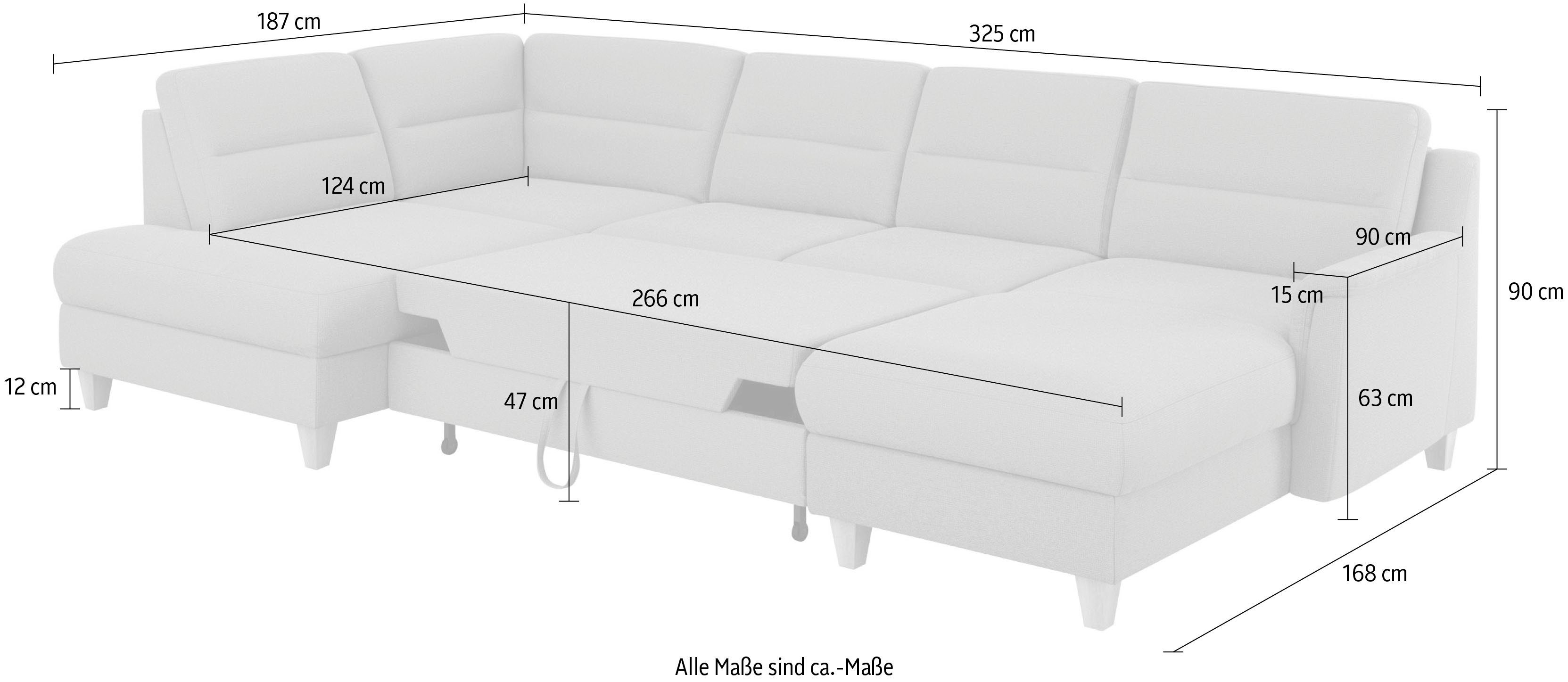 sit&more Zithoek Farö U-vorm met binnenvering, naar keuze met slaapfunctie en bedkist