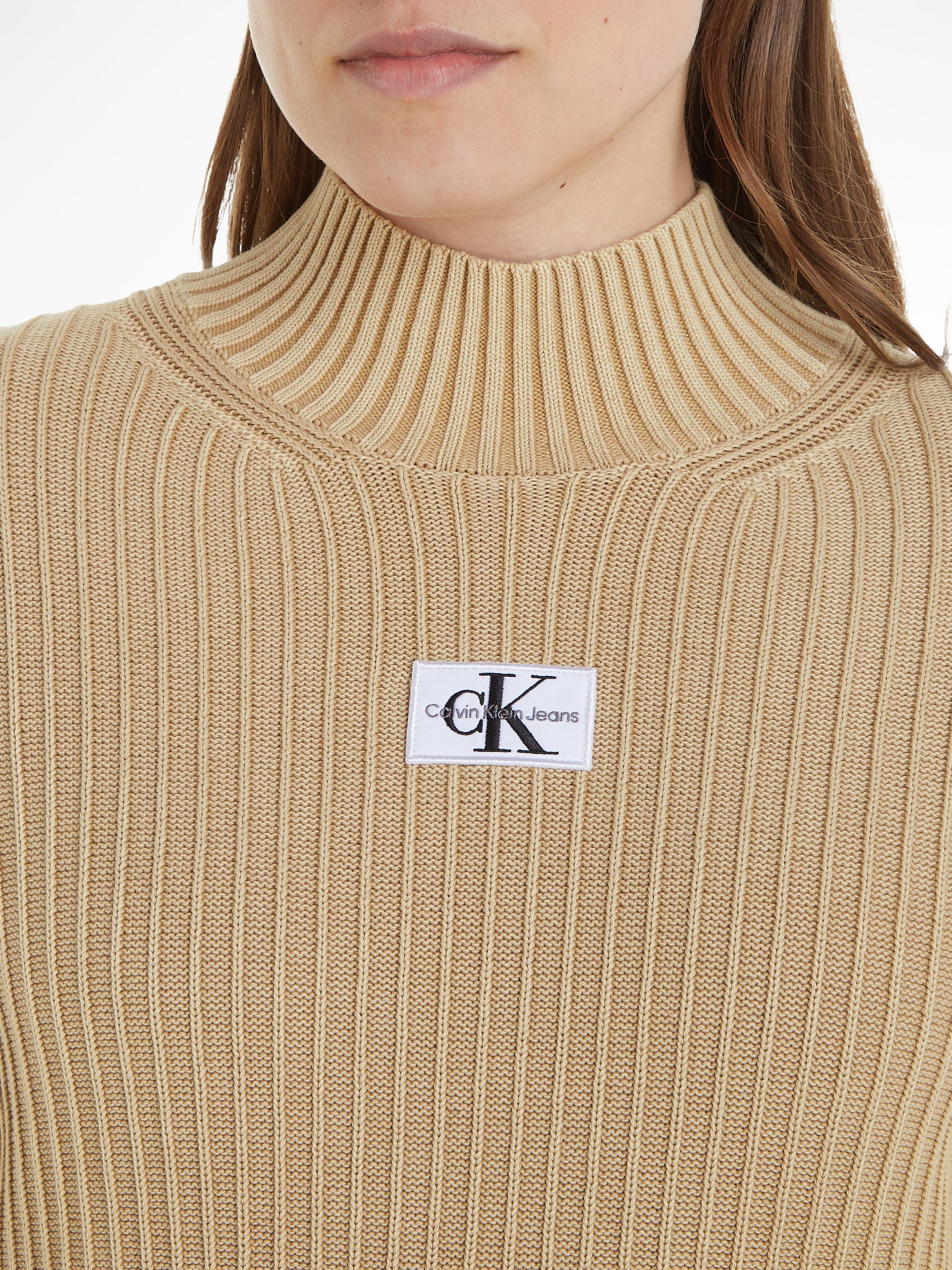 Calvin Klein Gebreide jurk WASHED MONOLOGO SWEATER DRESS