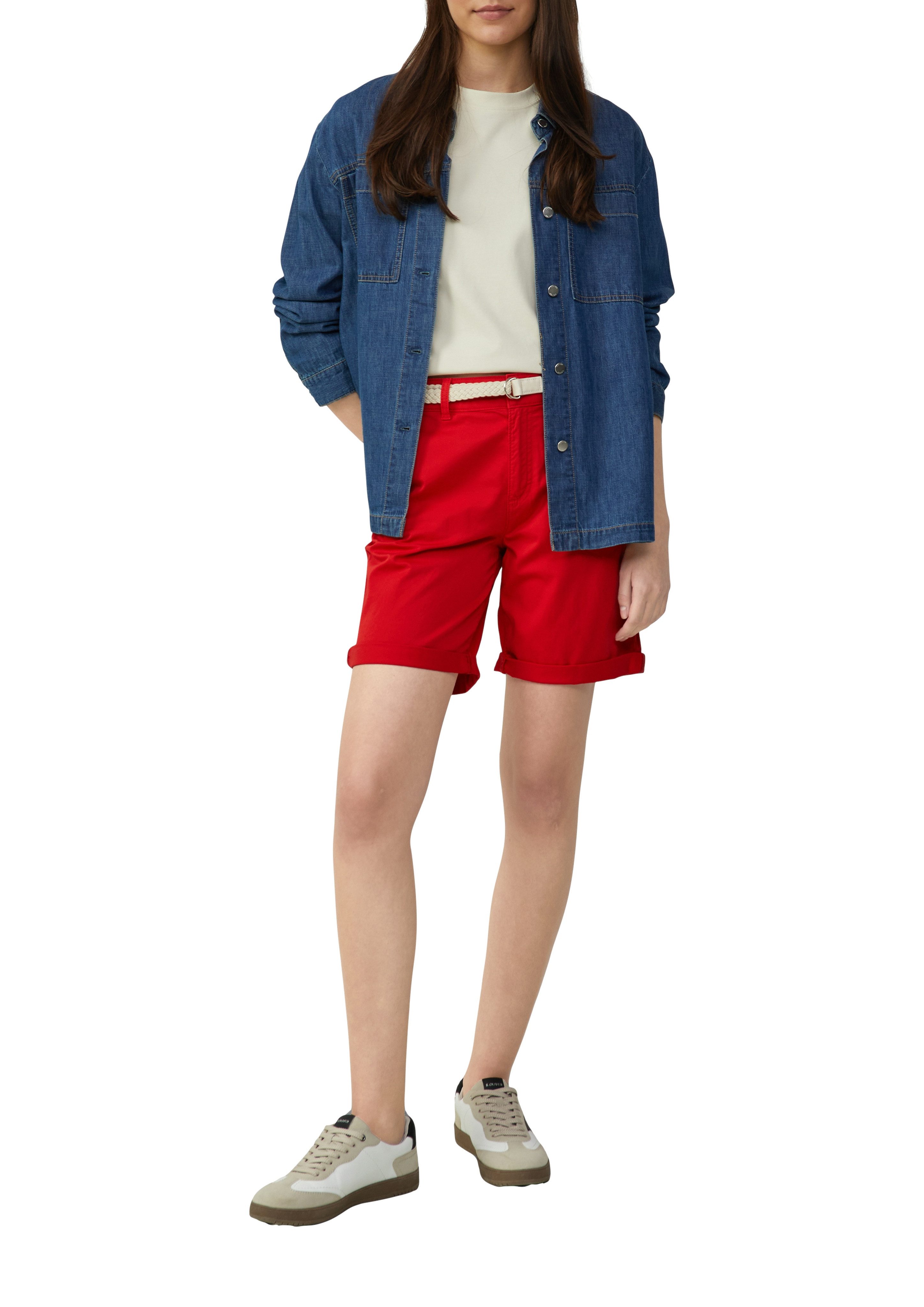s.Oliver Chino-short met gevlochten riem