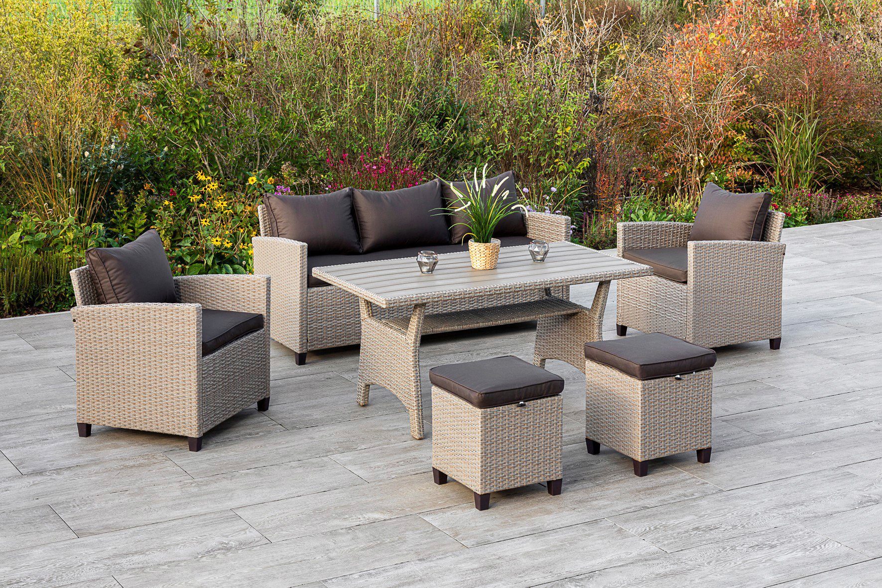 MERXX Tuin-eethoek Striano inclusief kussen, tuinset (16-delig) tuinsets beige