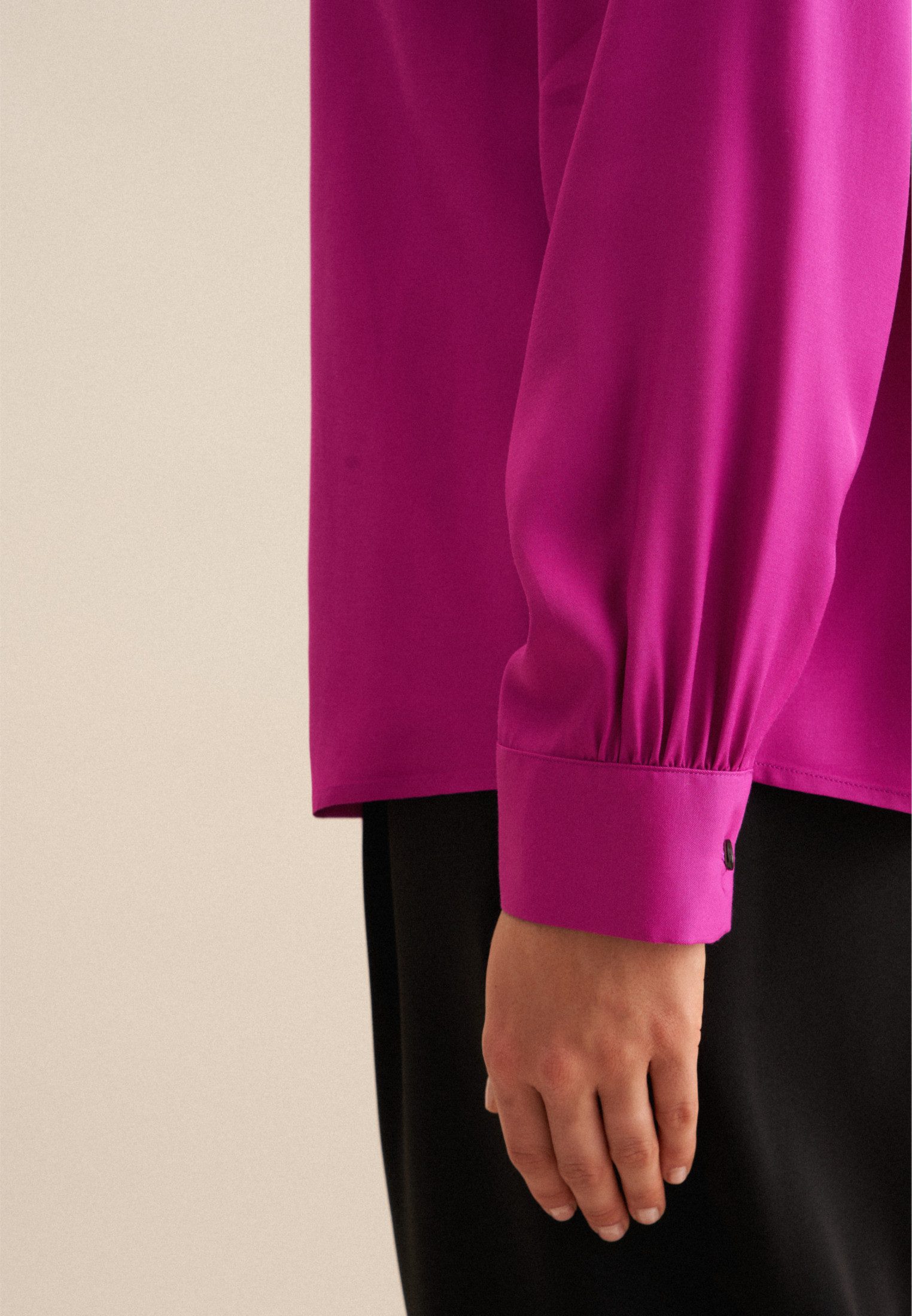seidensticker Overhemdblouse Zwarte roos Lange mouwen kraag uni