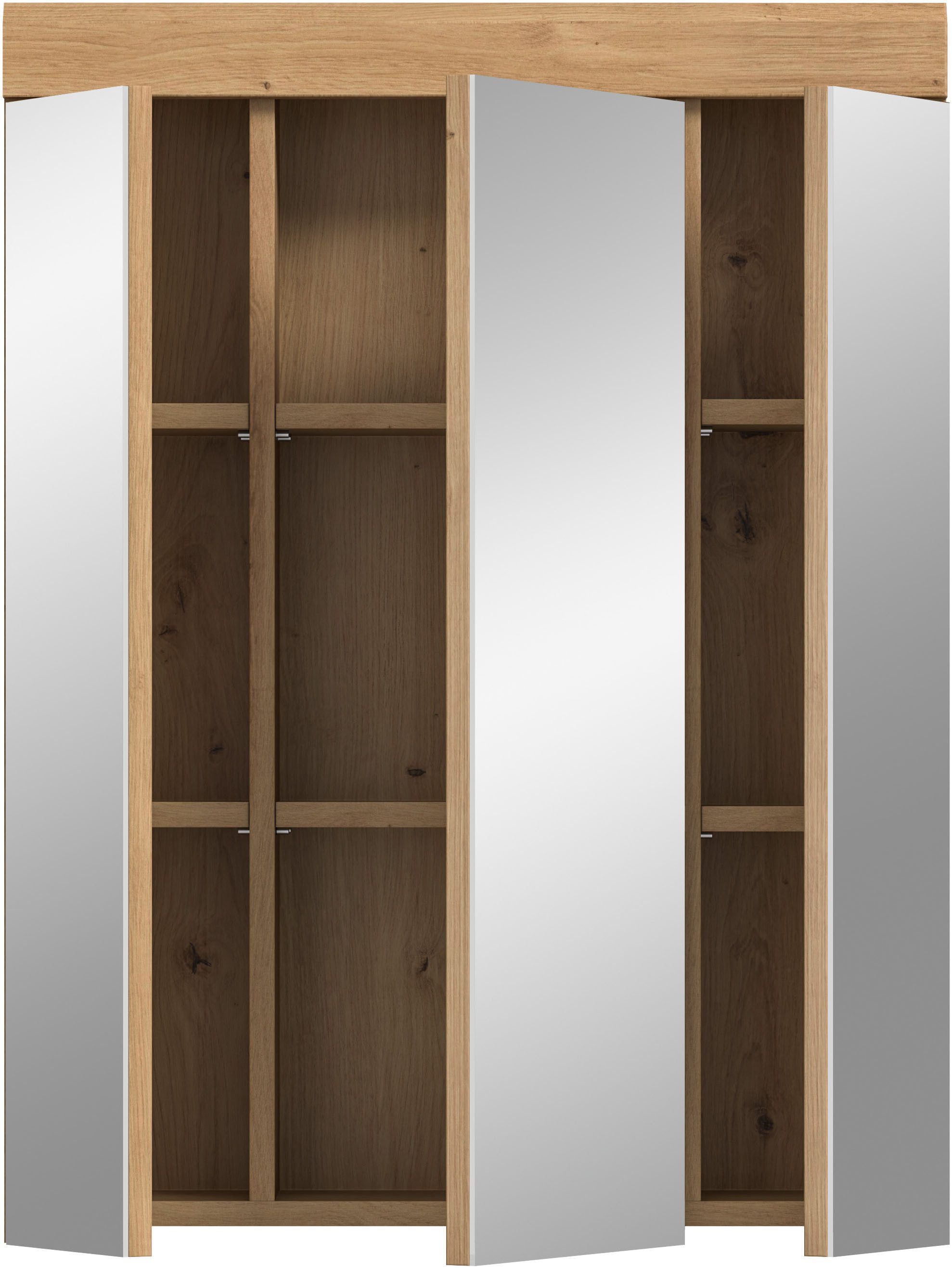 INOSIGN Badkamerspiegelkast Siena, breedte 60 cm, 3 spiegelt deuren, 9 vakken, 6 legplanken in verschillende kleuren verkrijgbaar, badkamermeubels, spiegel, badkamerkast, badkamer