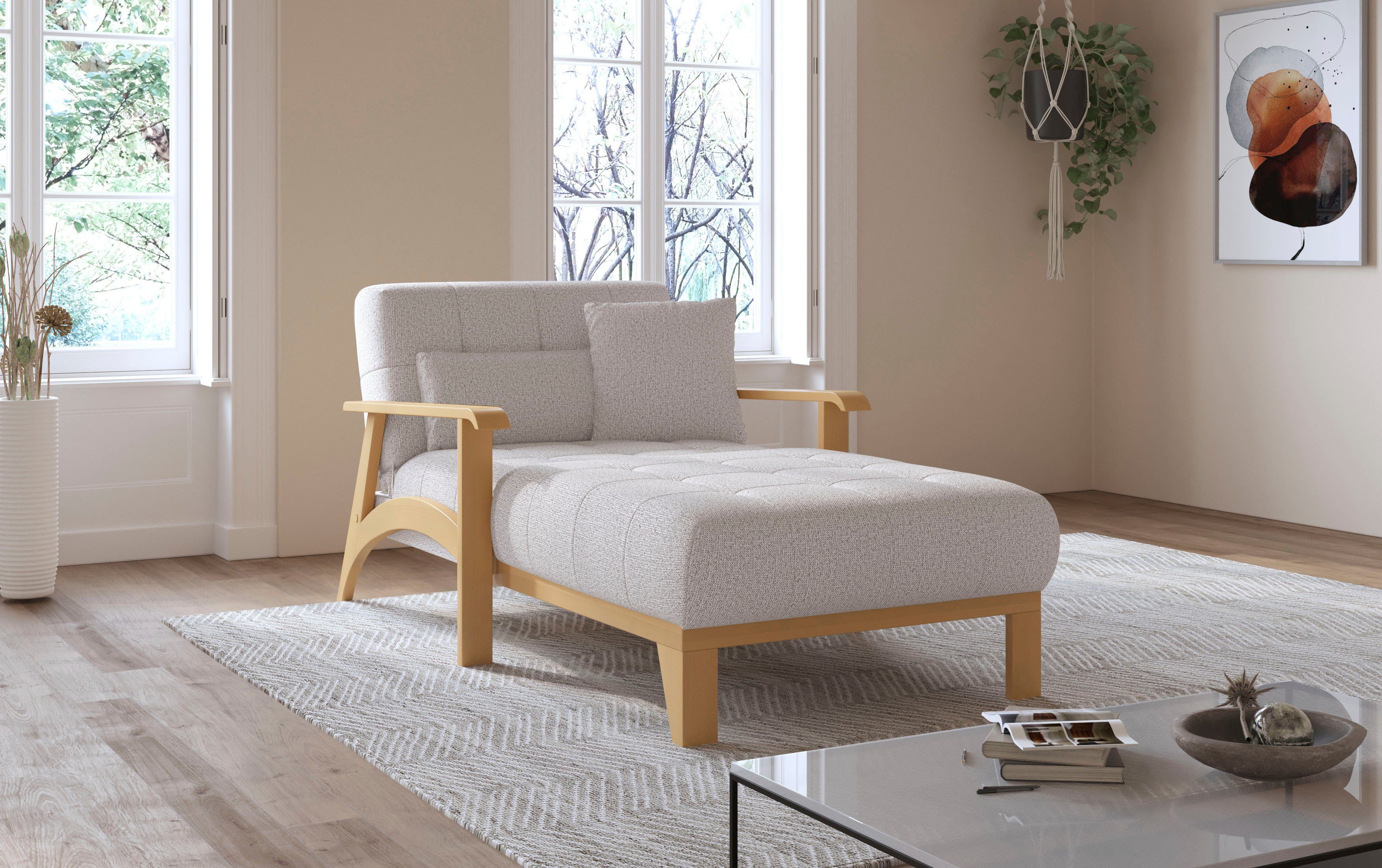 sit&more Récamier Billund Armleuningen van eikenkleurig beukenhout, verschillende bekledingen en kleuren