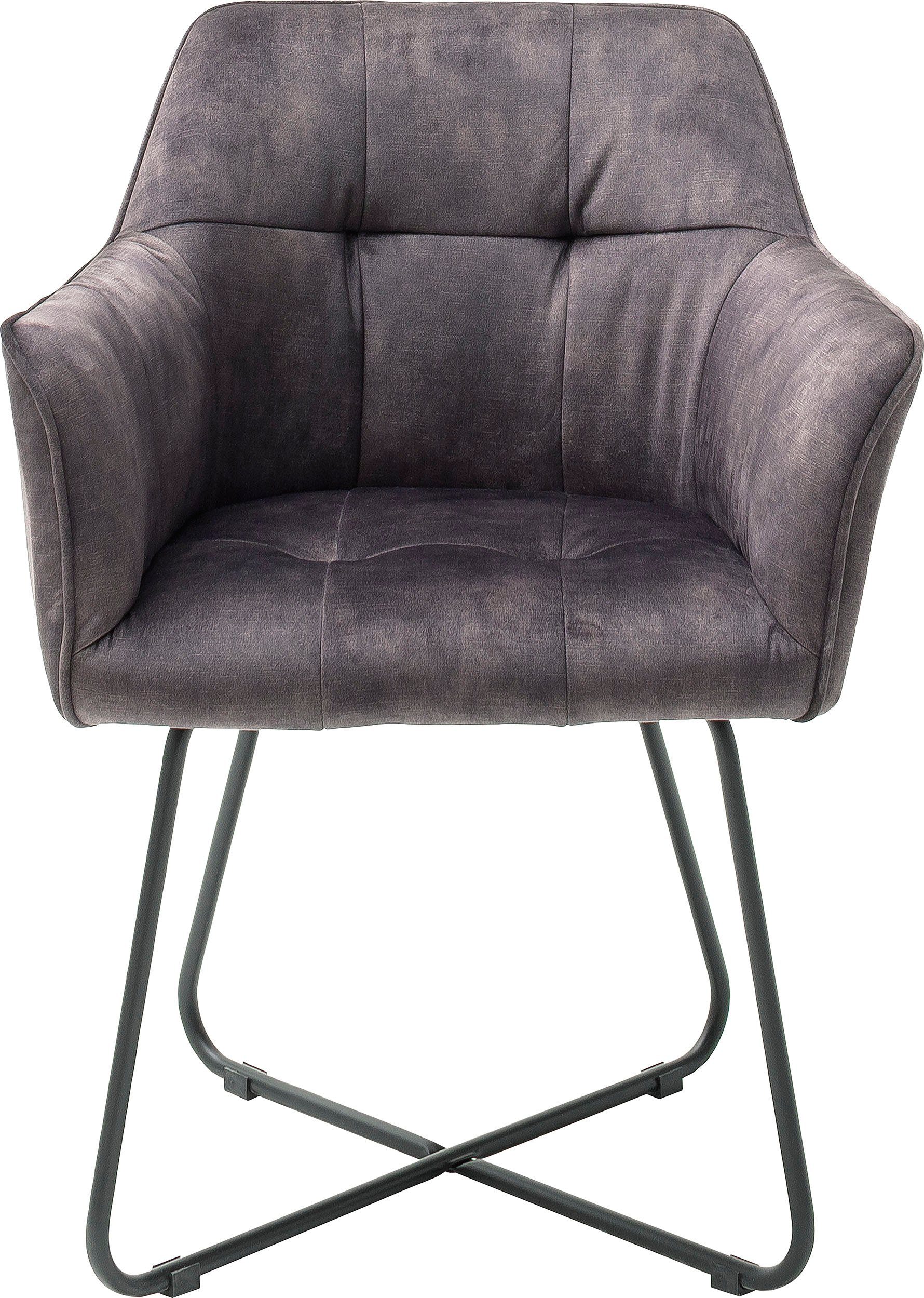 MCA furniture Eetkamerstoel Panama Vintage suède-look met opstaande naad, stoel belastbaar tot 120 kg (2 stuks)