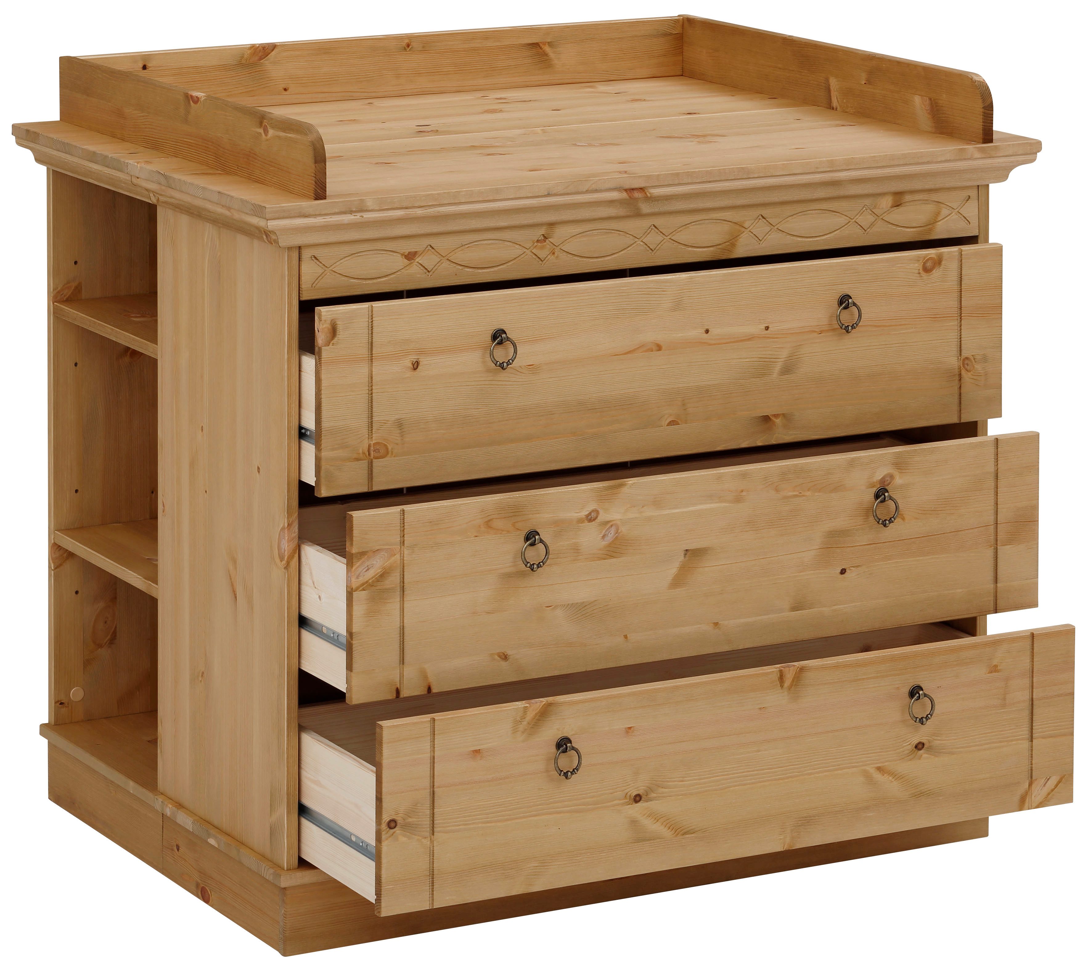 Lüttenhütt Commode Indra, landhuisstijl, veel opbergruimte FSC® gecertificeerd massief hout, inclusief onderbouwrek en opzet