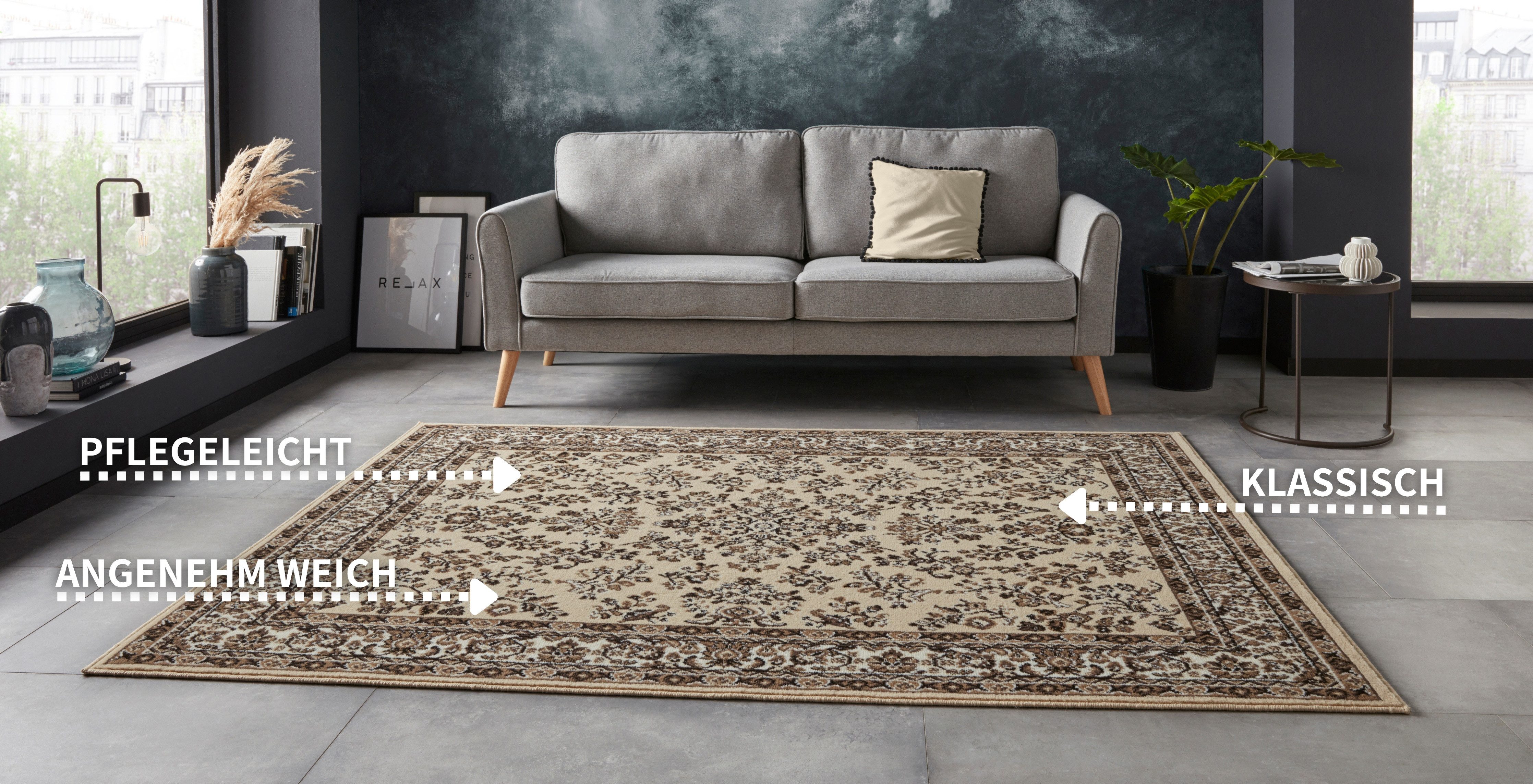my home Vloerkleed Halton Kortpolig, orient-look, met bies, loper, onderhoudsvriendelijk, geketteld
