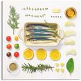reinders! print op glas artprint op glas visrecept kruiden - ingredinten - groente - gezond (1 stuk) multicolor
