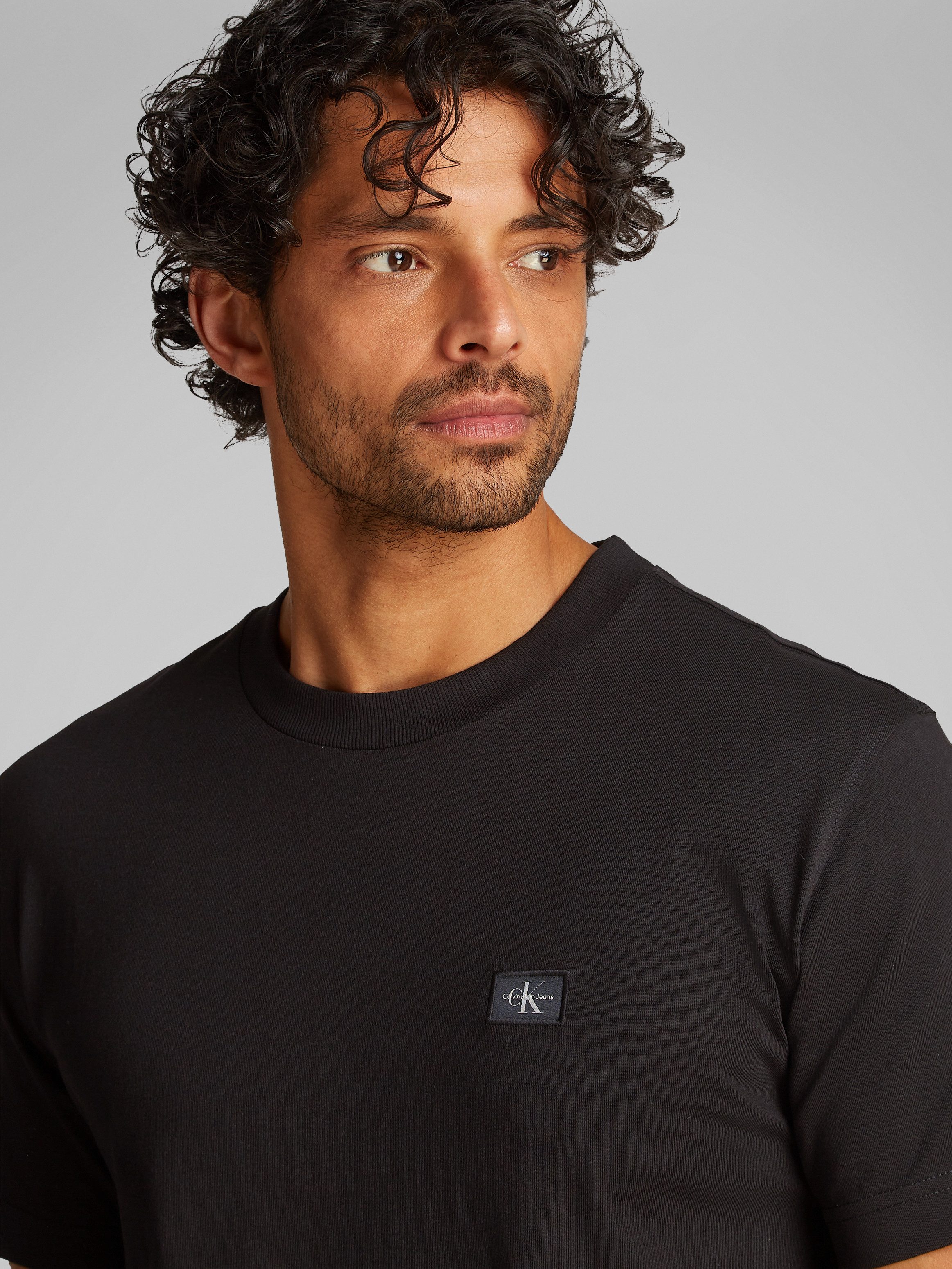 Calvin Klein Shirt met ronde hals WOVEN LABEL REGULAR TEE