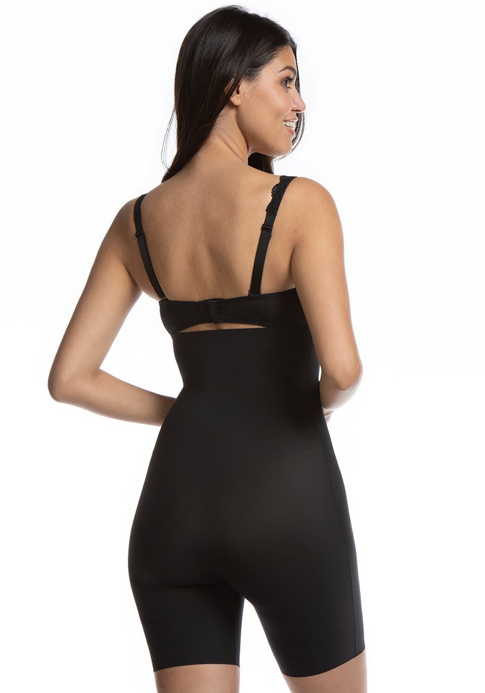 Magic Body Fashion Shapingbroek Maxi Hi-Bermuda Siliconen afwerking aan de bovenkant voorkomt oprollen dames slips maat M zwart