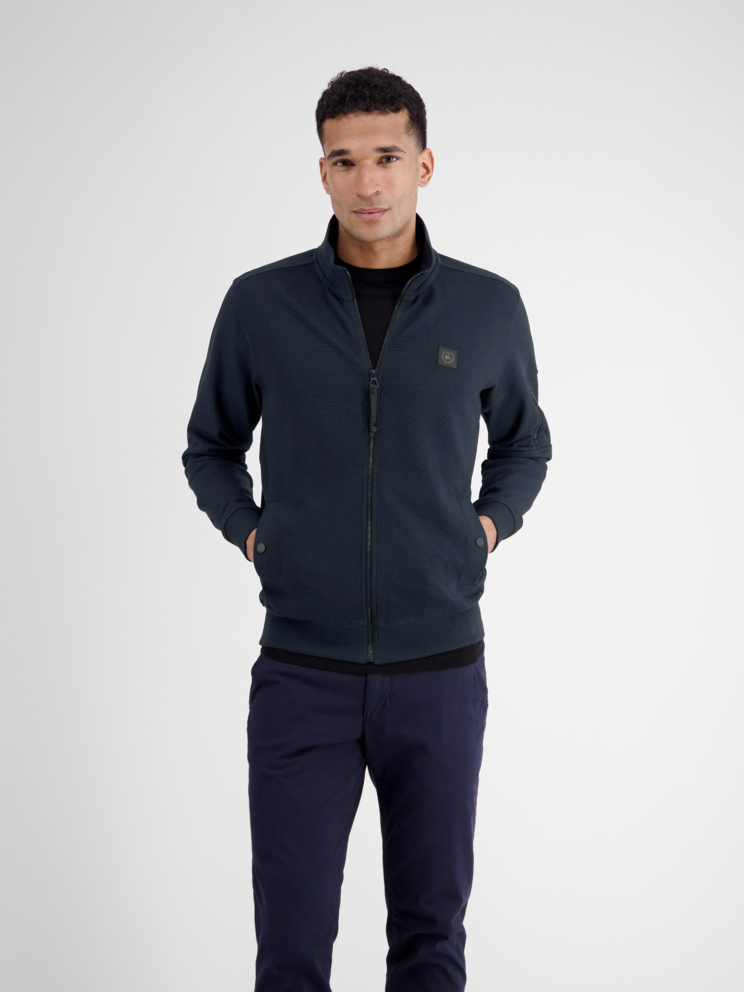 Lerros Sweatvest LERROS heren sweatshirt jack in structuur-katoenkwaliteit