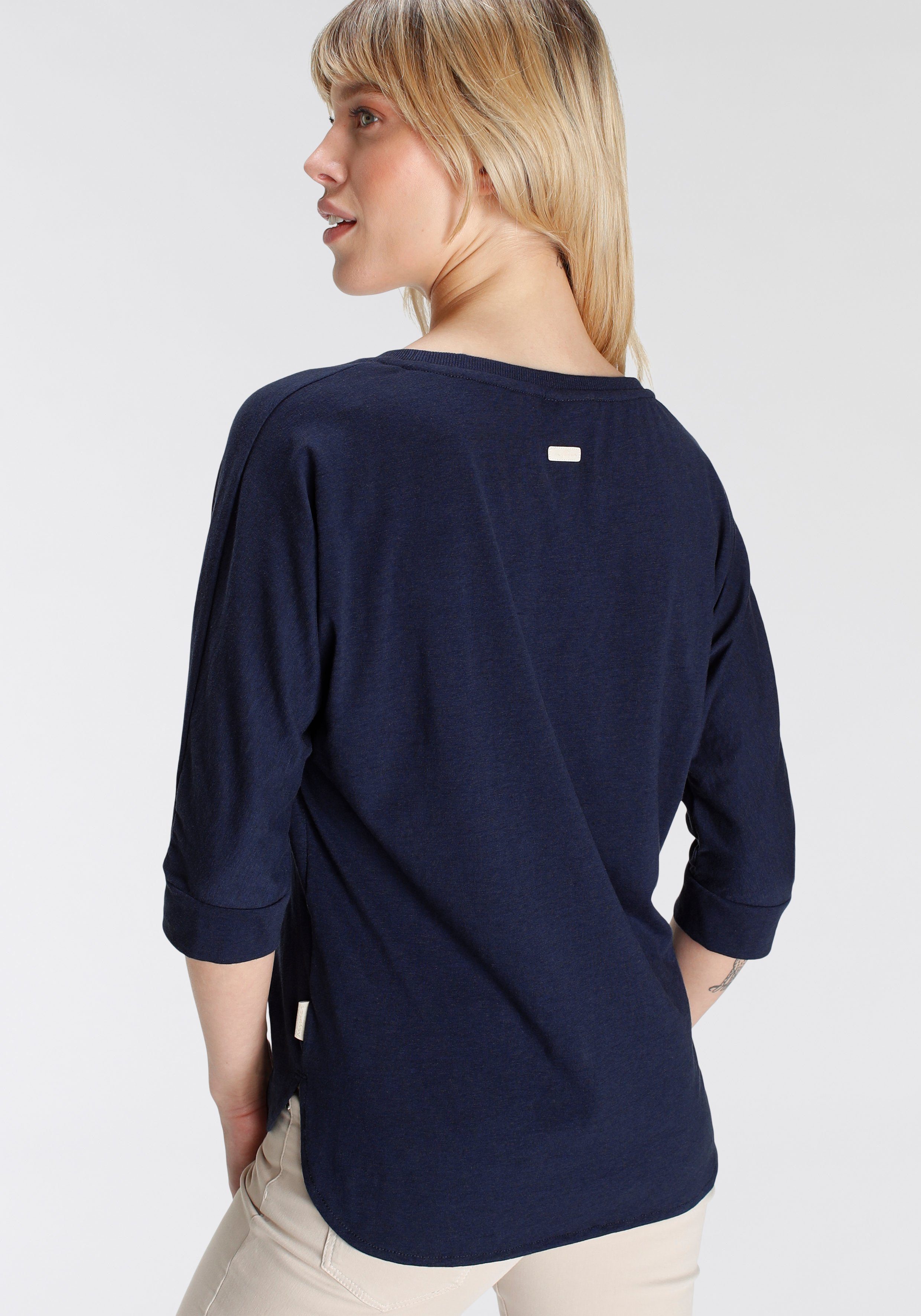 Ragwear Shirt met lange mouwen RAG Longsleeve SHIMONA O PRINTED met voorkantdruk en sierknop, achter langer gesneden