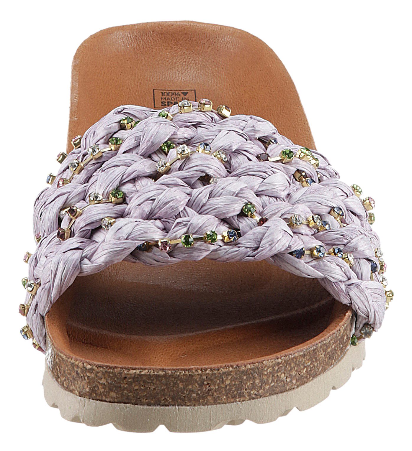 VERBENAS Slippers RICA TRENZA RAFIA BRILLOS , zomerschoen, badschoen, slippers met leren voetbed