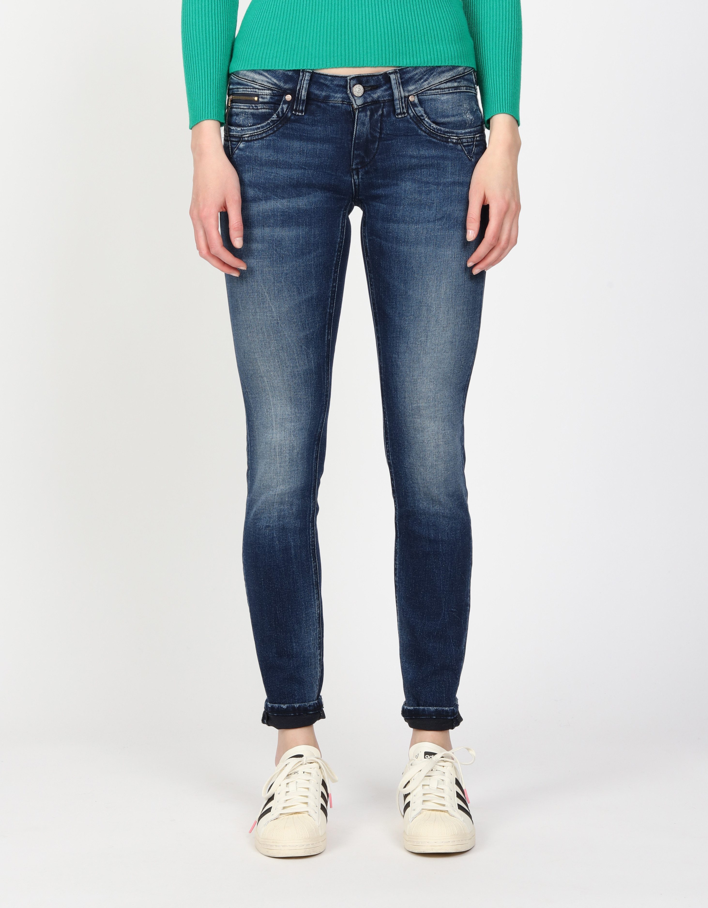 GANG Skinny fit jeans 94NIKITA met een rit-detail aan de kleingeldzakje dames skinny jeans maat 32 blauw