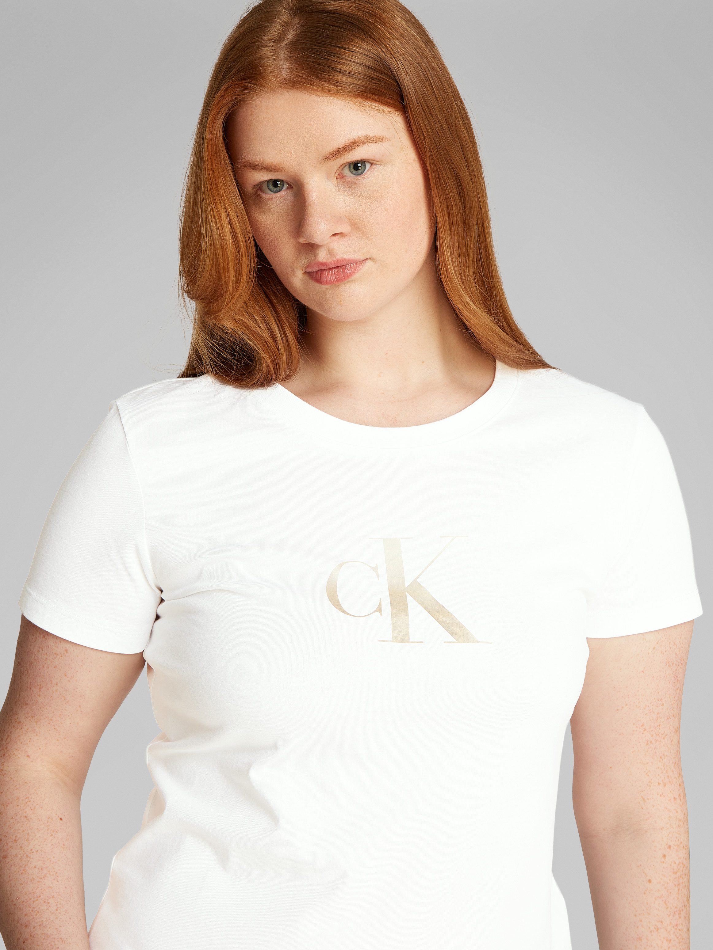 Calvin Klein Jeans Plus T-shirt PLUS GRADIENT CK SLIM TEE in grote maten print met kleurverloop