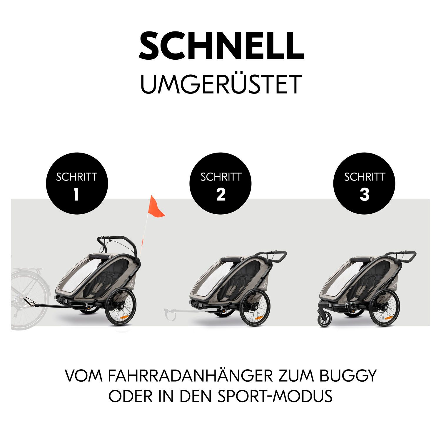 Hauck Kinderen fiets aanhanger Bike N Walk Duo voor 2 kinderen, incl. dissel