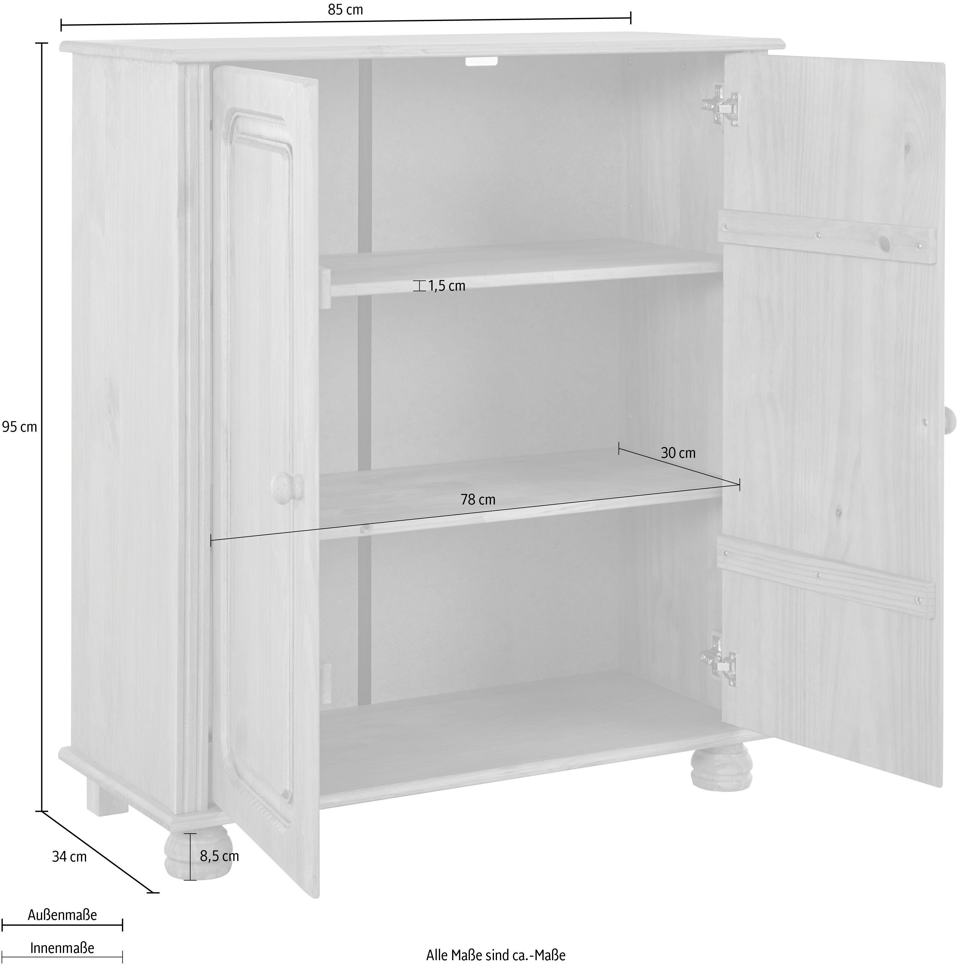 Home affaire Highboard Mette Commode met 2 planken, breedte 85cm, diepte 34 cm, hoogte 95 cm