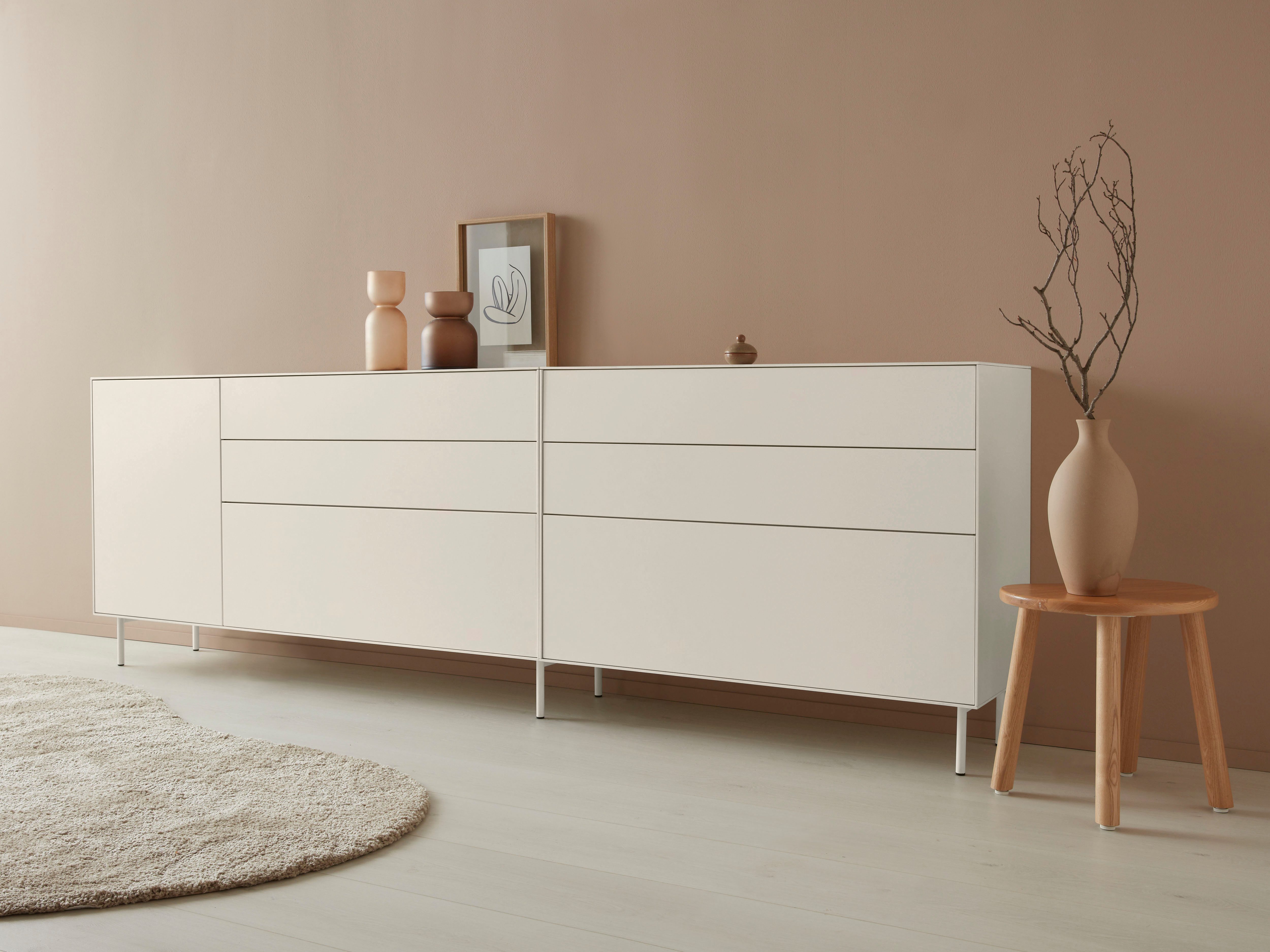 LeGer Home by Lena Gercke Dressoir Essentials Breedte: 279 cm, MDF gelakt, push-to-open-functie (2 stuks) dressoirs grijs