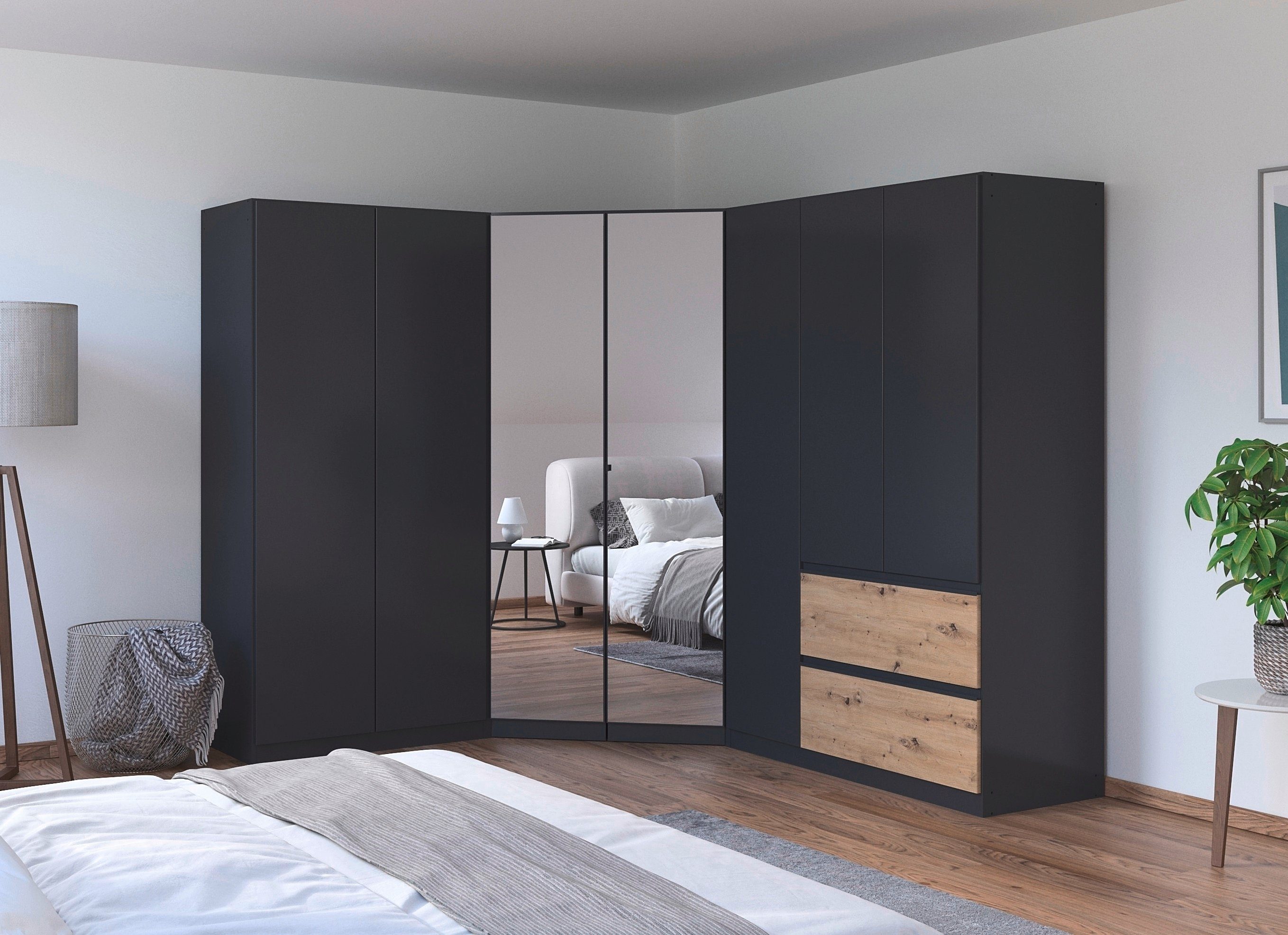 rauch Kastenset Kledingkast kast garderobe waskast COSTA met spiegel veel ruimte, greeploze front en push-to-open functie made in germany