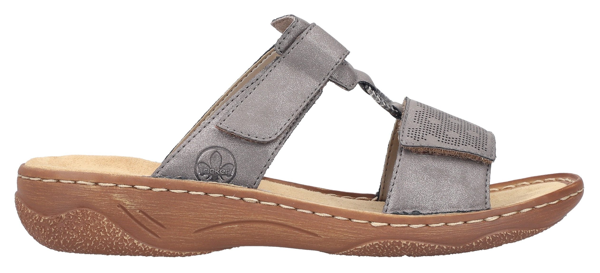 Rieker Slippers Zomerschoen, slippers, vakantieschoen, klittenbandschoen met perforatie