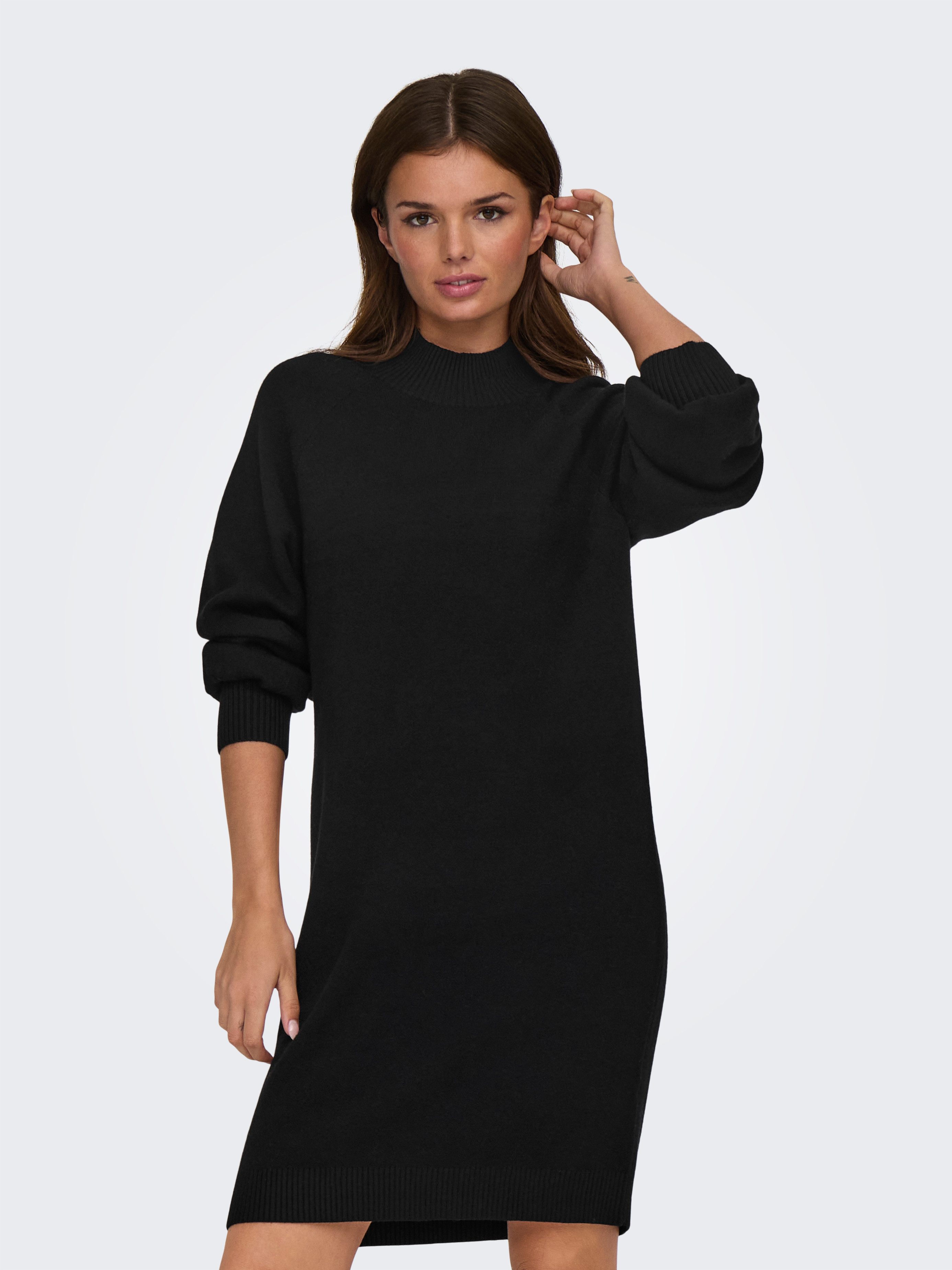 Only Gebreide jurk ONLFRIDA LIFE LS HIGHNECK DRESS CC KNT dames gebreide jurken maat XS (34) zwart
