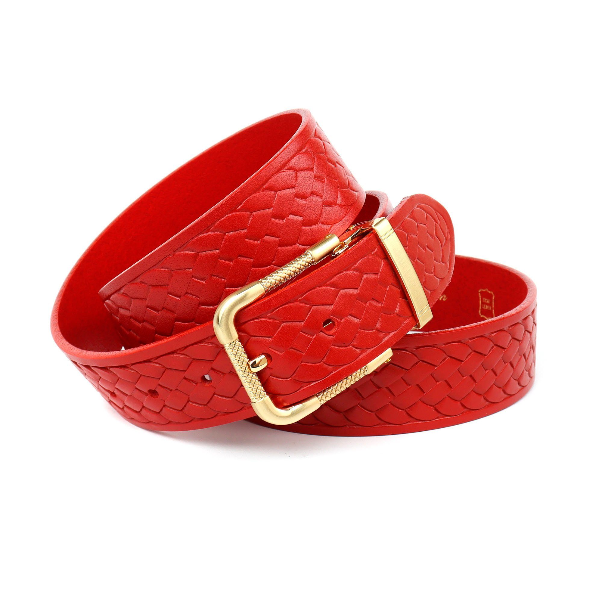 Anthoni Crown Leren riem dames brede riemen maat 90 rood