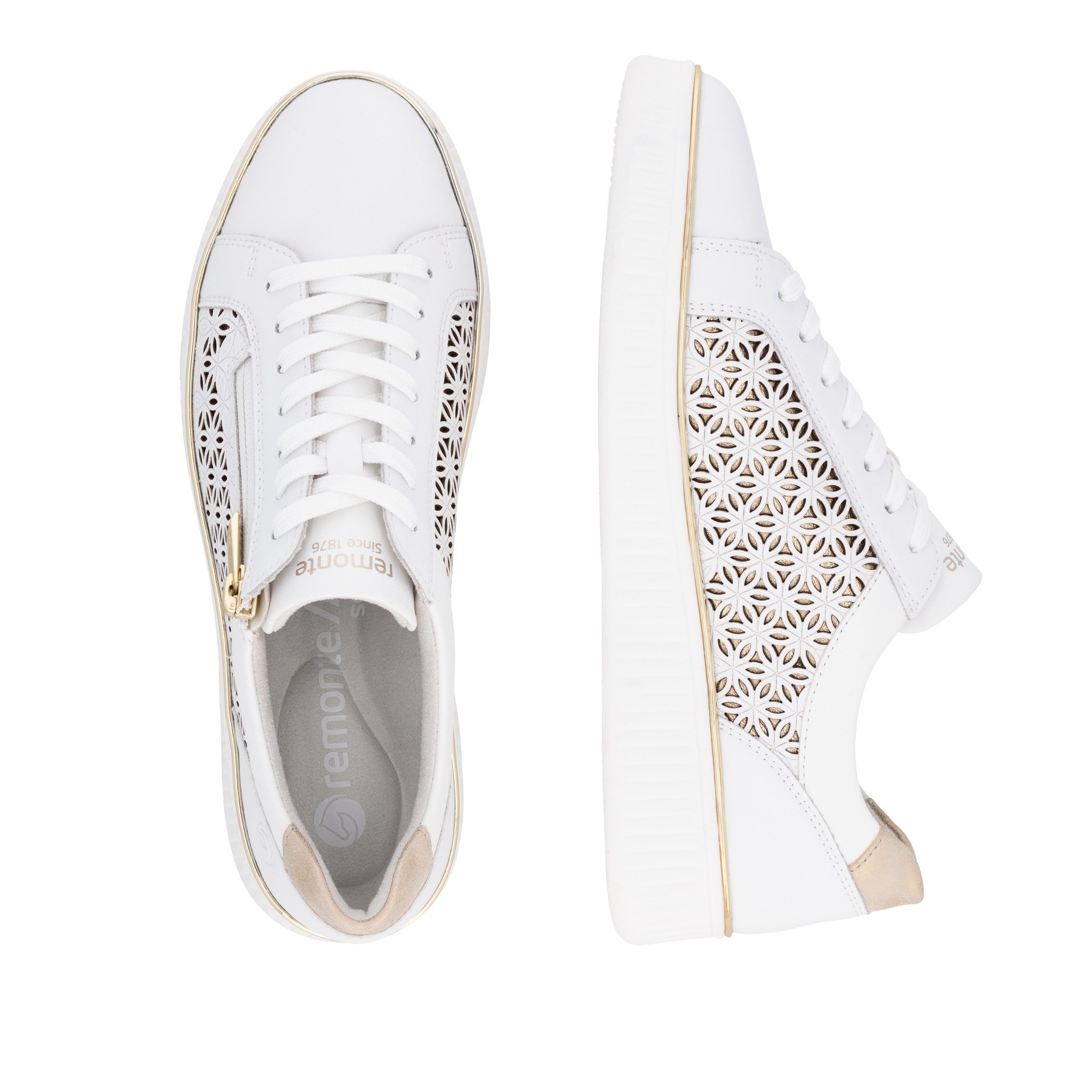 Remonte Plateausneakers , vrijetijdsschoen, veterschoen, lage schoen met perforatie