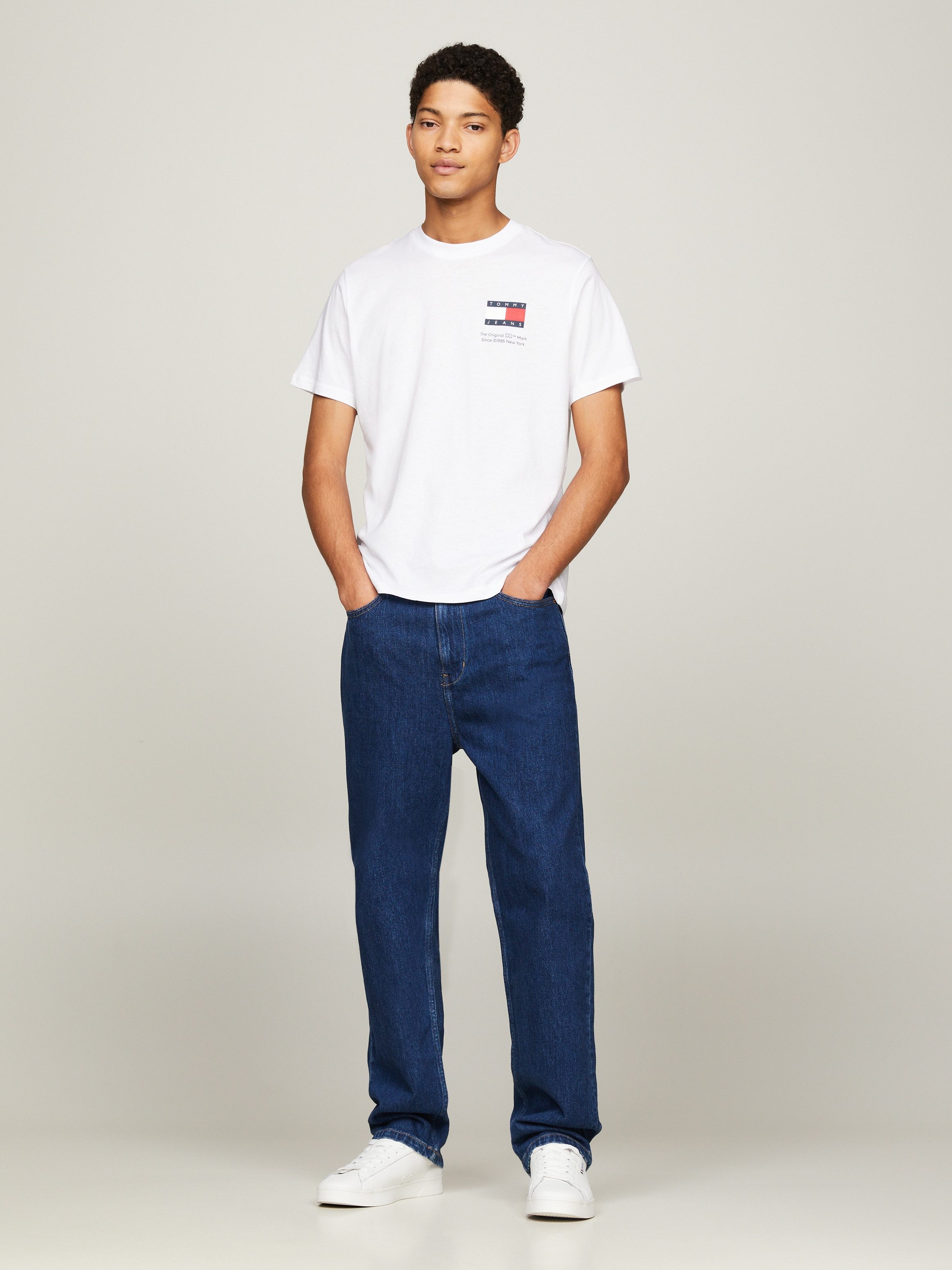 TOMMY JEANS T-shirt TJM SLIM 2PACK S S FLAG DNA TEE met grote logoprint op borsthoogte (set 2 stuks)